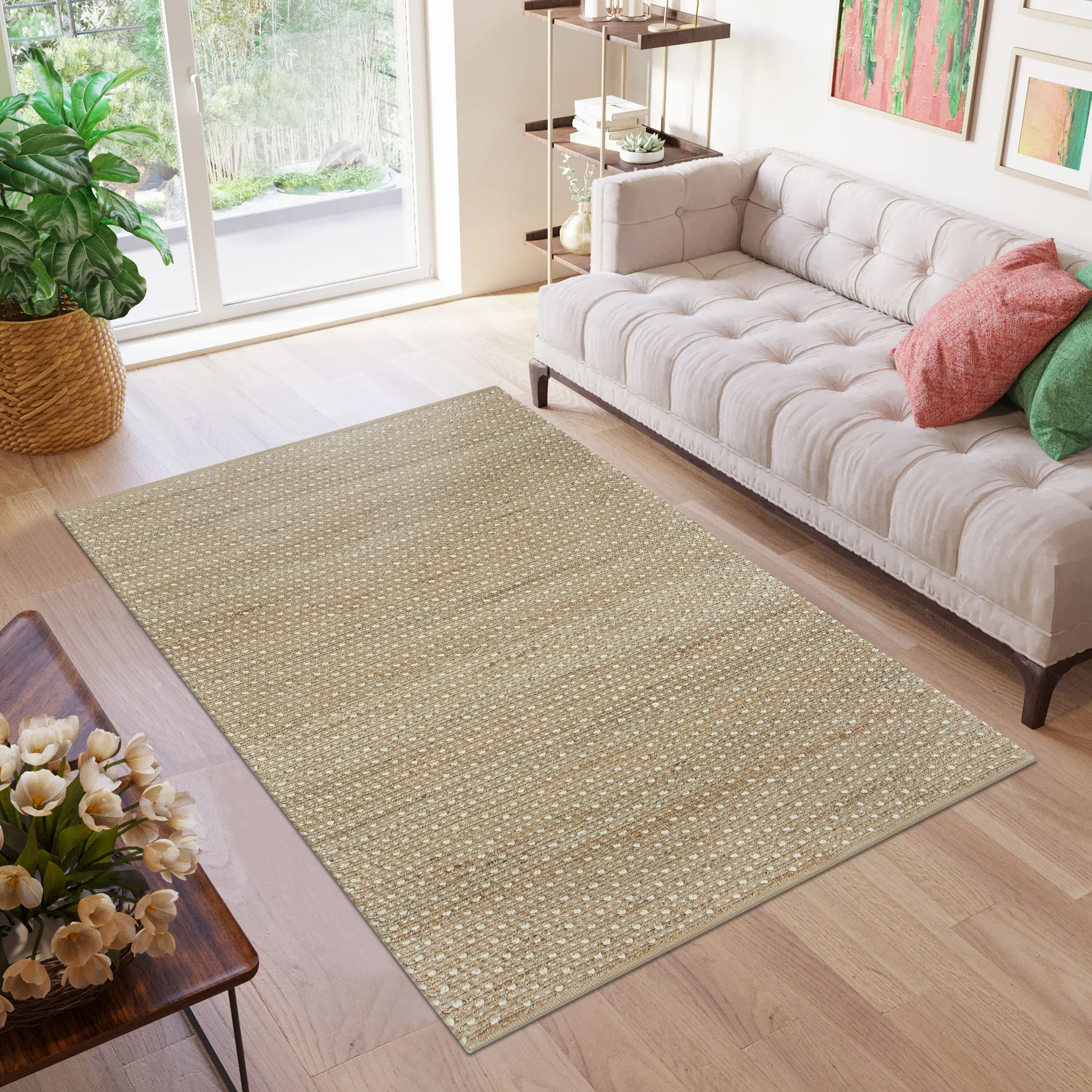 Border Outdoor & Indoor Natural Jute Rugs 5x8 | Rug for Living Room and Bedroom | Handmade Jute Rugs or Carpet | RTA46 outlet | Latest Rug Carpet