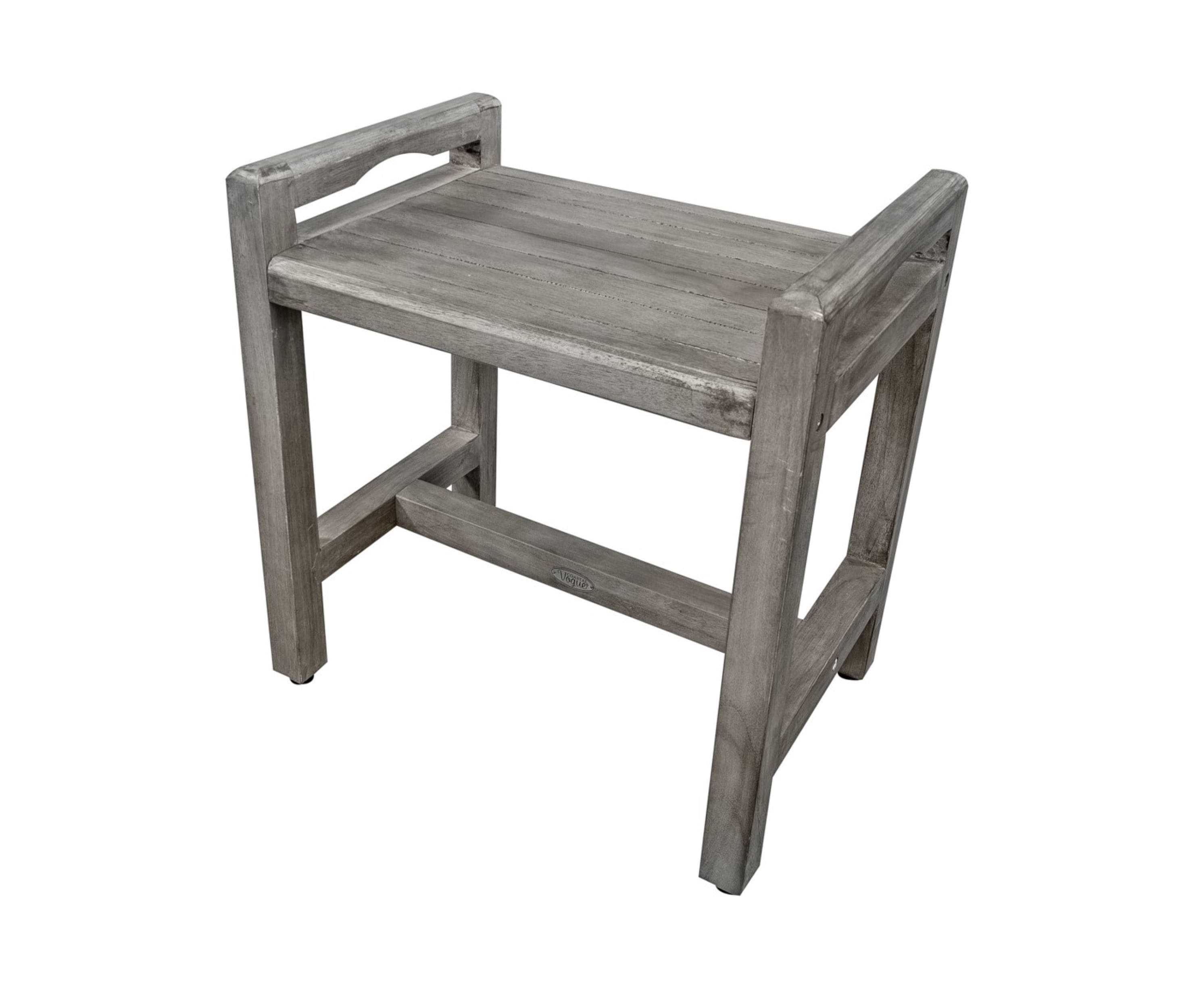 Antique Grey Teak Shower Bench with LiftAide Arms