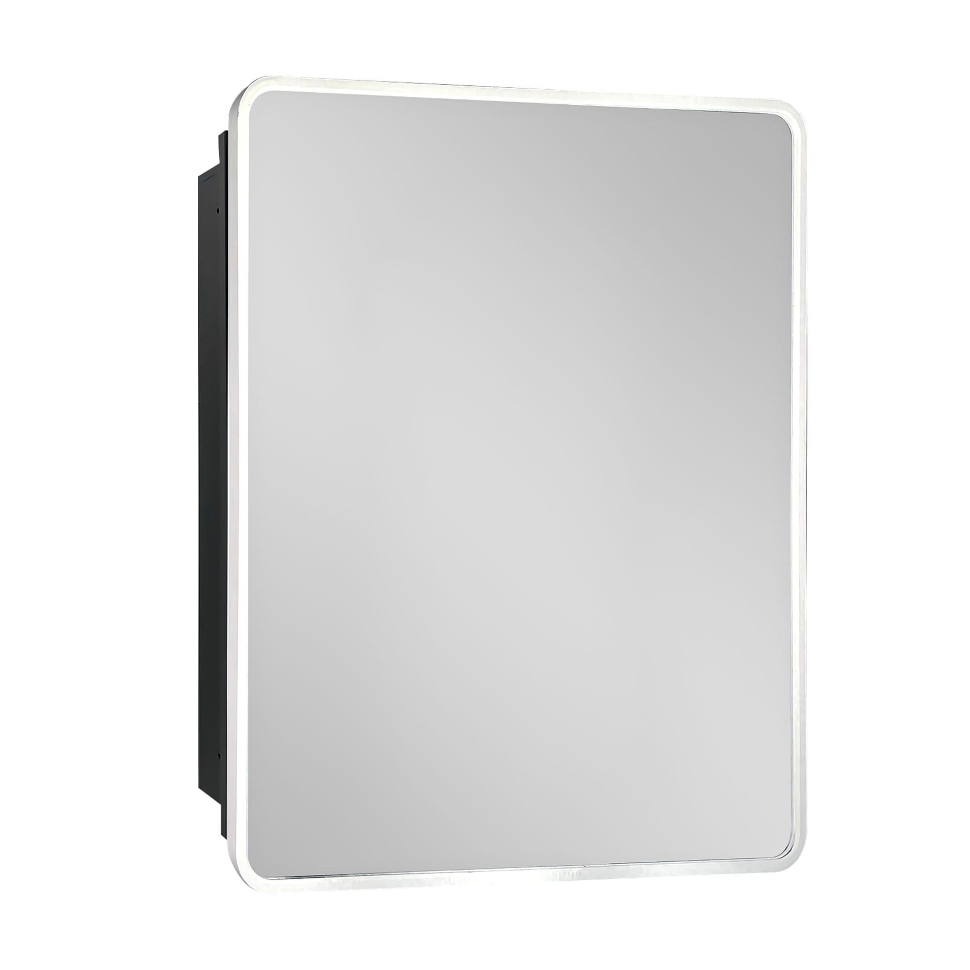 WELLFOR GIJ-MED01-2430SL 24-Inches x 30-Inches Surface/Recessed Mount Silver Mirrored Rectangle Medicine Cabinet