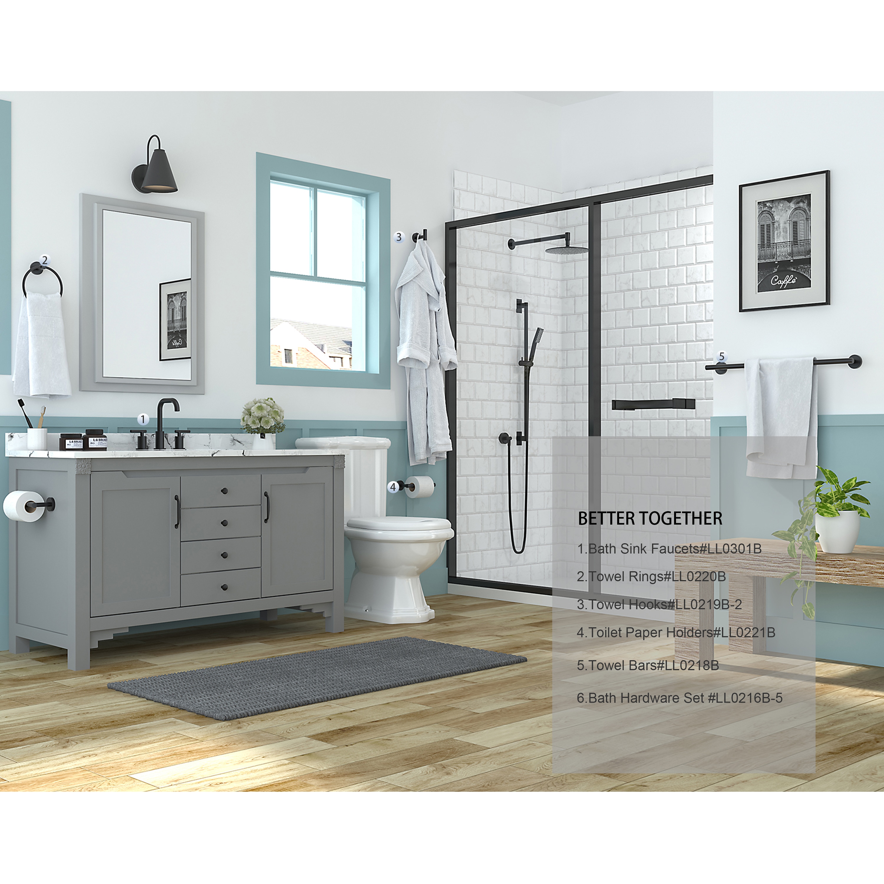 FORIOUS LL0216B-5 Decorative-Bath-Hardware-Kits - View #2