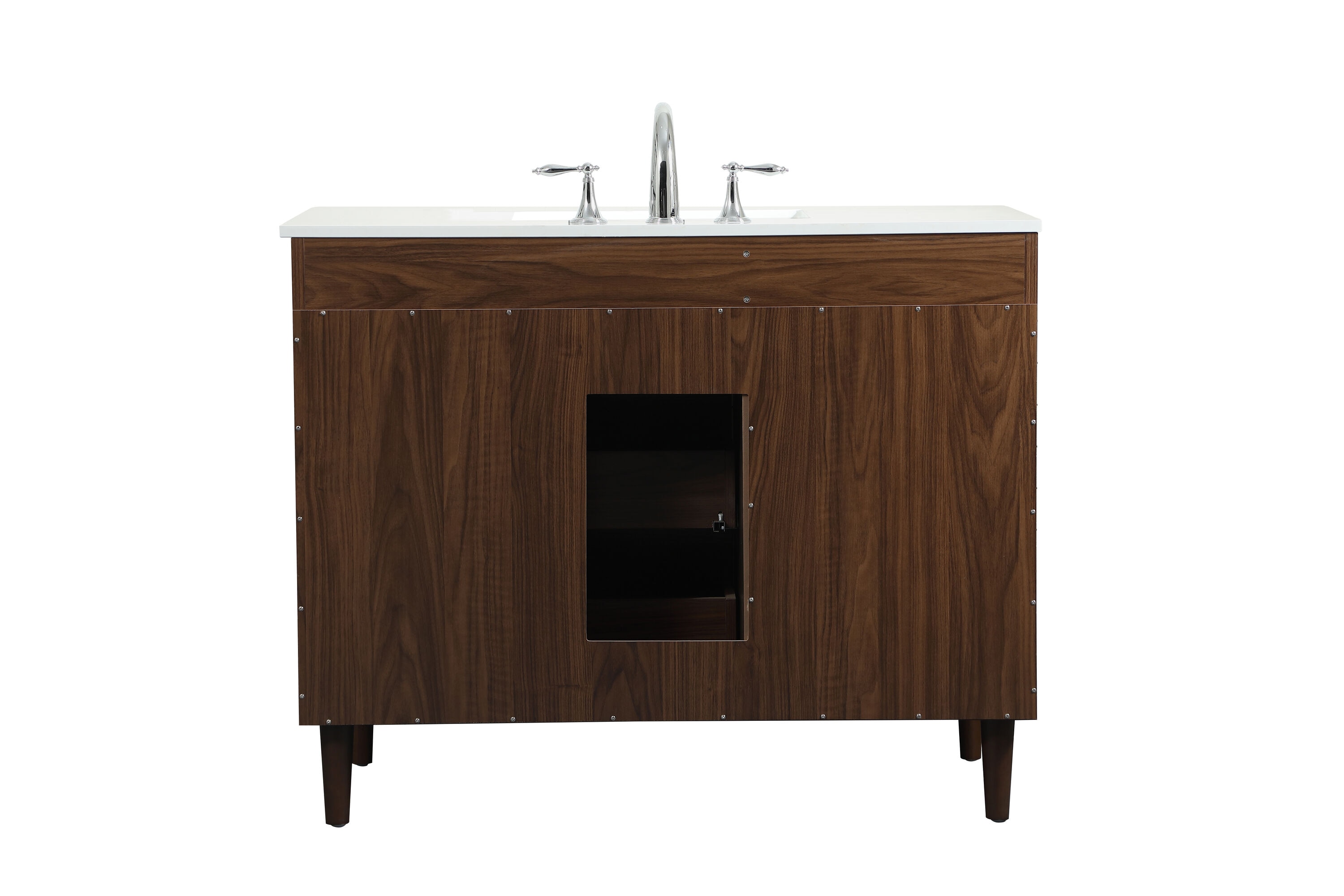Walnut and Calacatta White 42" Single Vanity with Engineered Marble Top