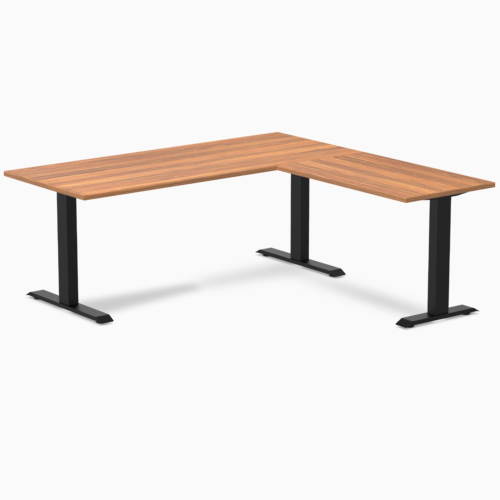 Desky  Zero Laminate L-Shape Office Desk - Prime Oak / 70.9 x 29.5 x 68.9 x 23.6 inches / Matte Black