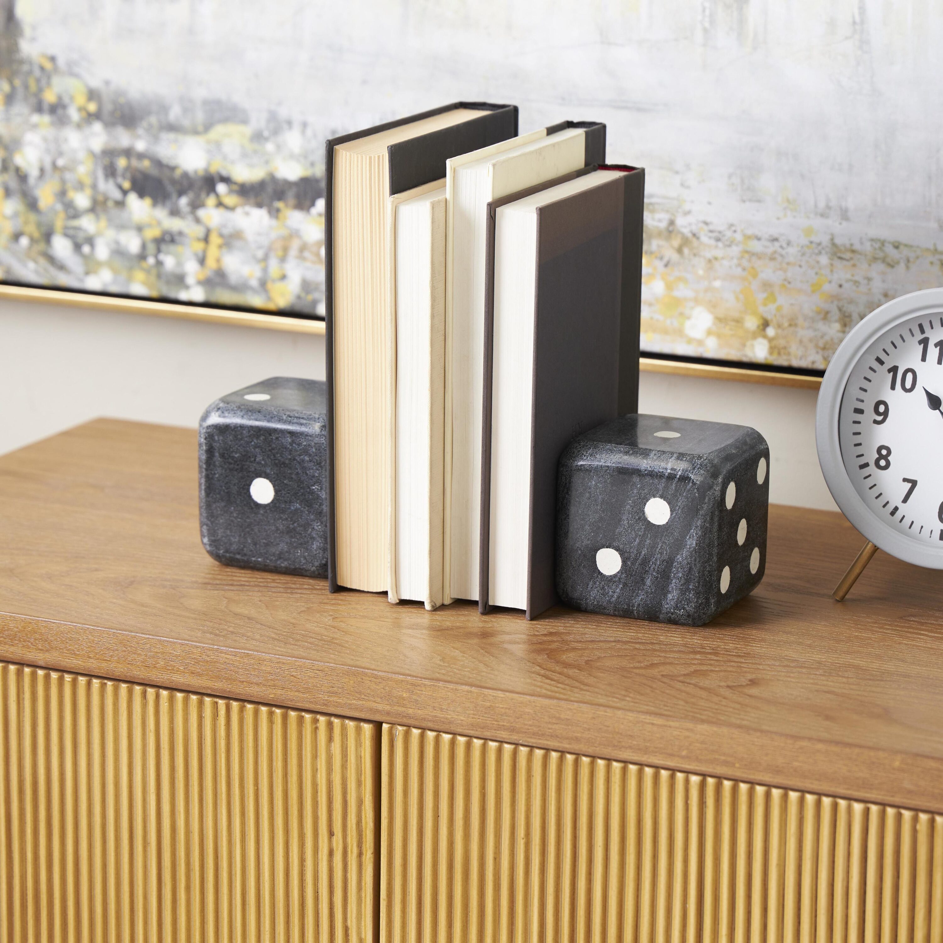 Grayson Lane 822725 2 -Pack Black Marble Modern Decorative bookends