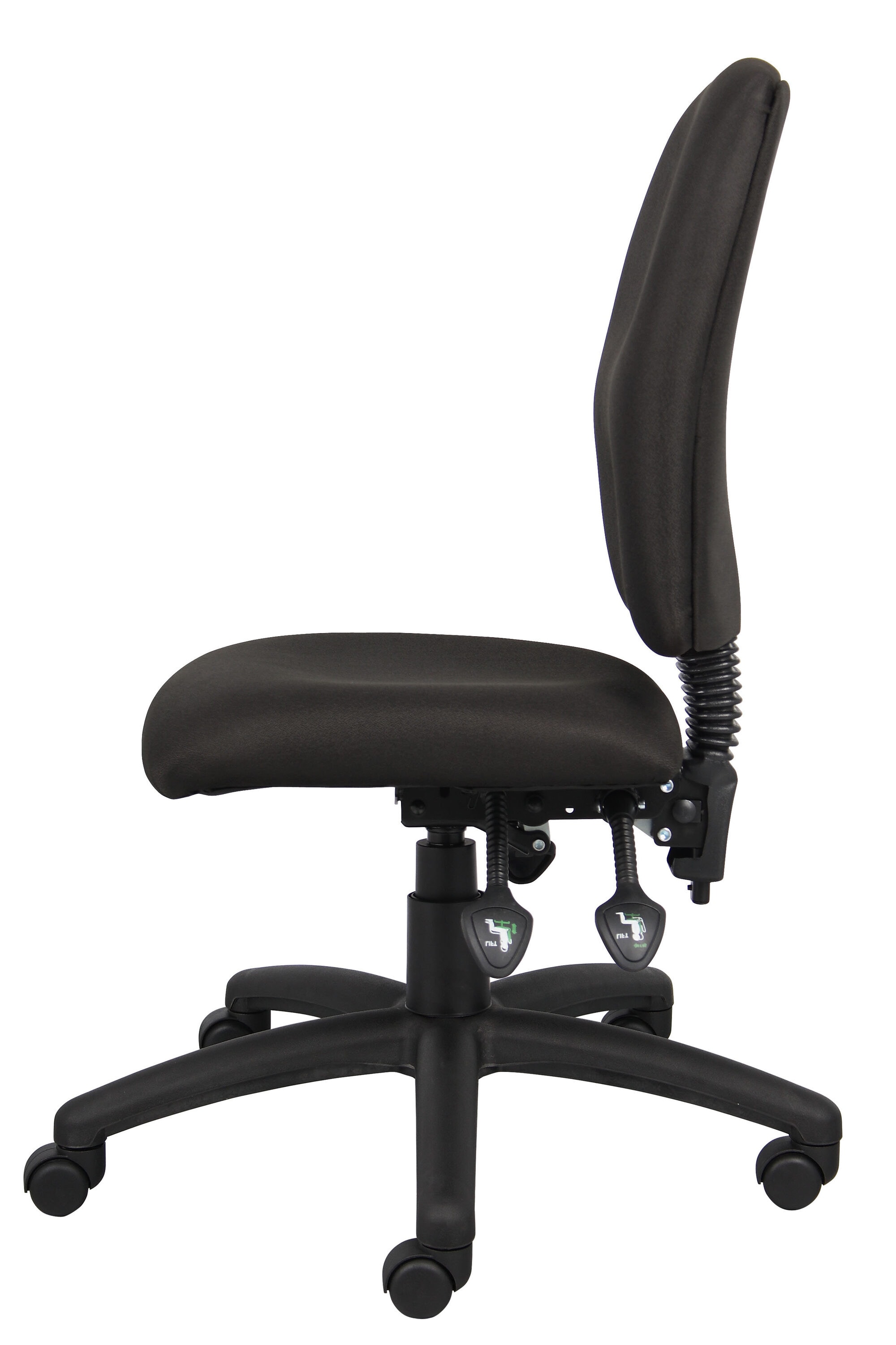 Adjustable Swivel Task Chair in Black Fabric with Lumbar Support