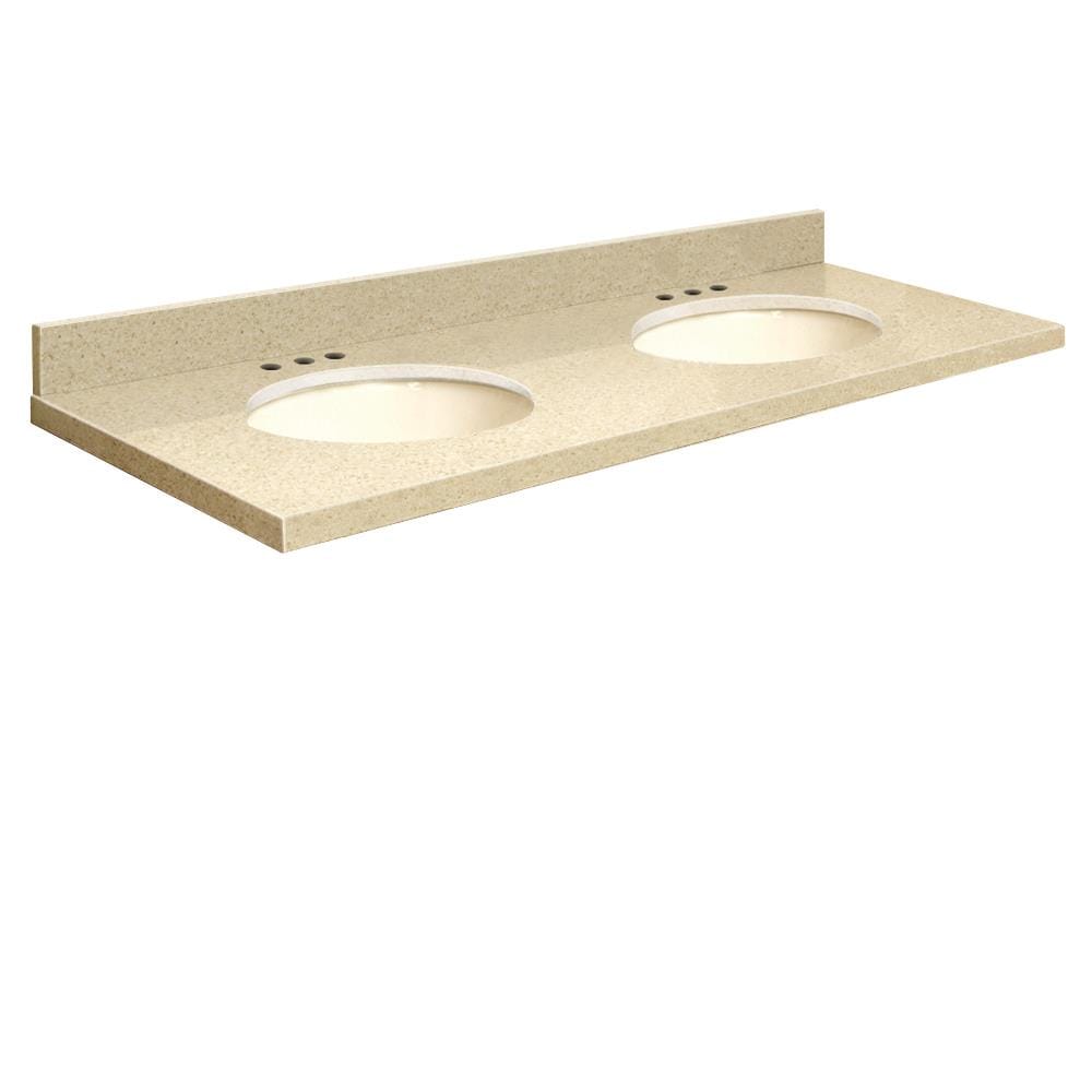 Transolid Q61222-3X-A-B-8 61-in Natures Path Quartz Double Sink Bathroom Vanity Top