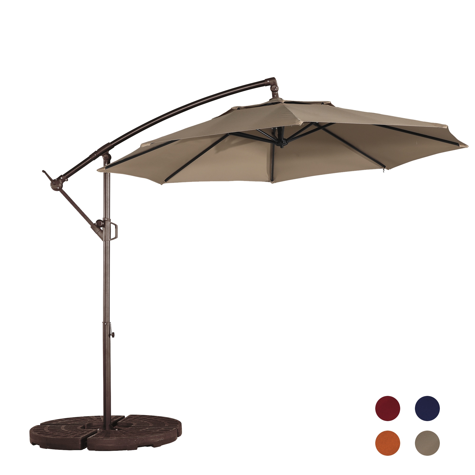 Mondawe 21WF431WH-ED 10-ft Iron Tan Crank Offset Patio Umbrella with Base