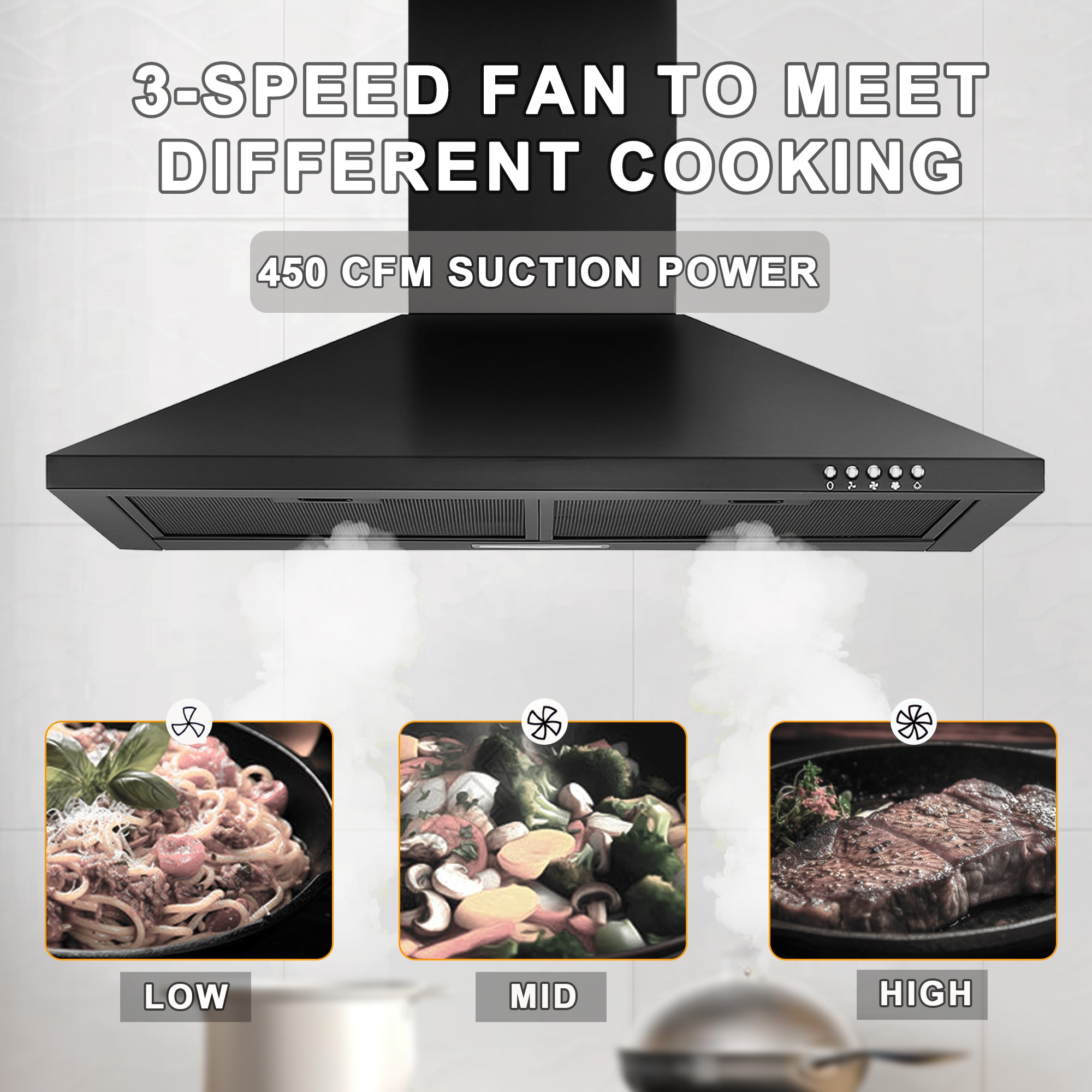 Tatayosi T-30450BK-G Wall-Mounted-Range-Hoods - View #4