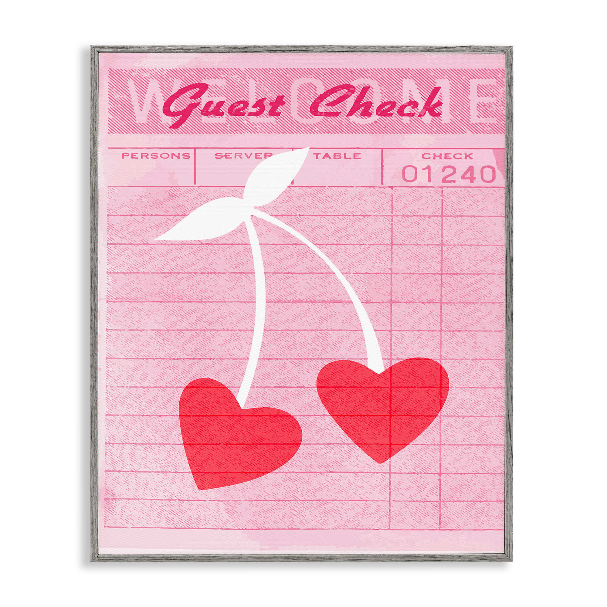 Stupell Industries BT-110-GFF-11X14 Cherries on Guest Check Gray Framed Giclee Art By Lil Rue 11 x 14