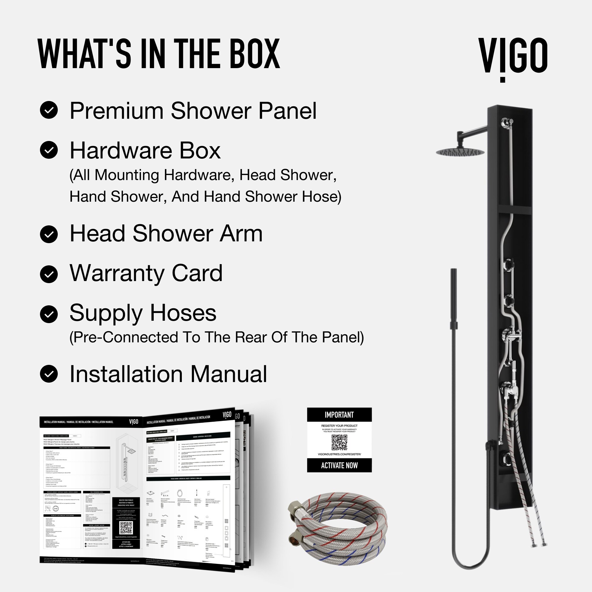 VIGO VG08013MB Showerhead-Bar-Panels - View #4