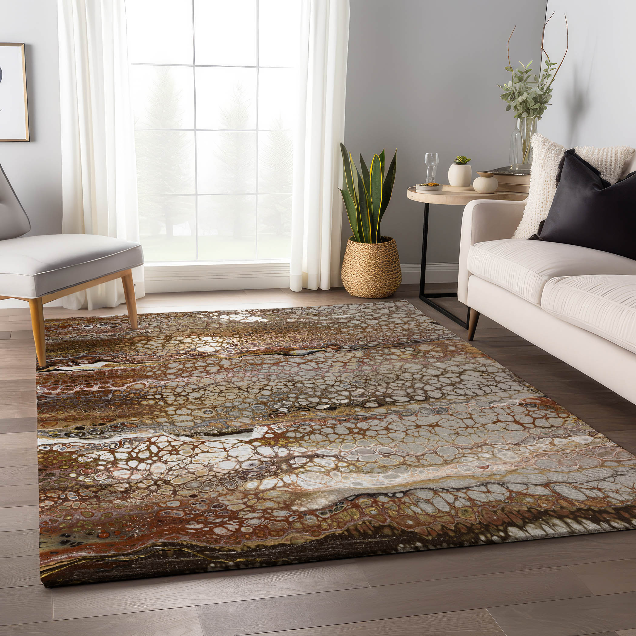 Addison Rugs AMF60RI3X5 Mayfield AMF60RI 3 x 5 (ft) Loomed Polyester Riverbed Rectangular Indoor Abstract Machine washable Area rug