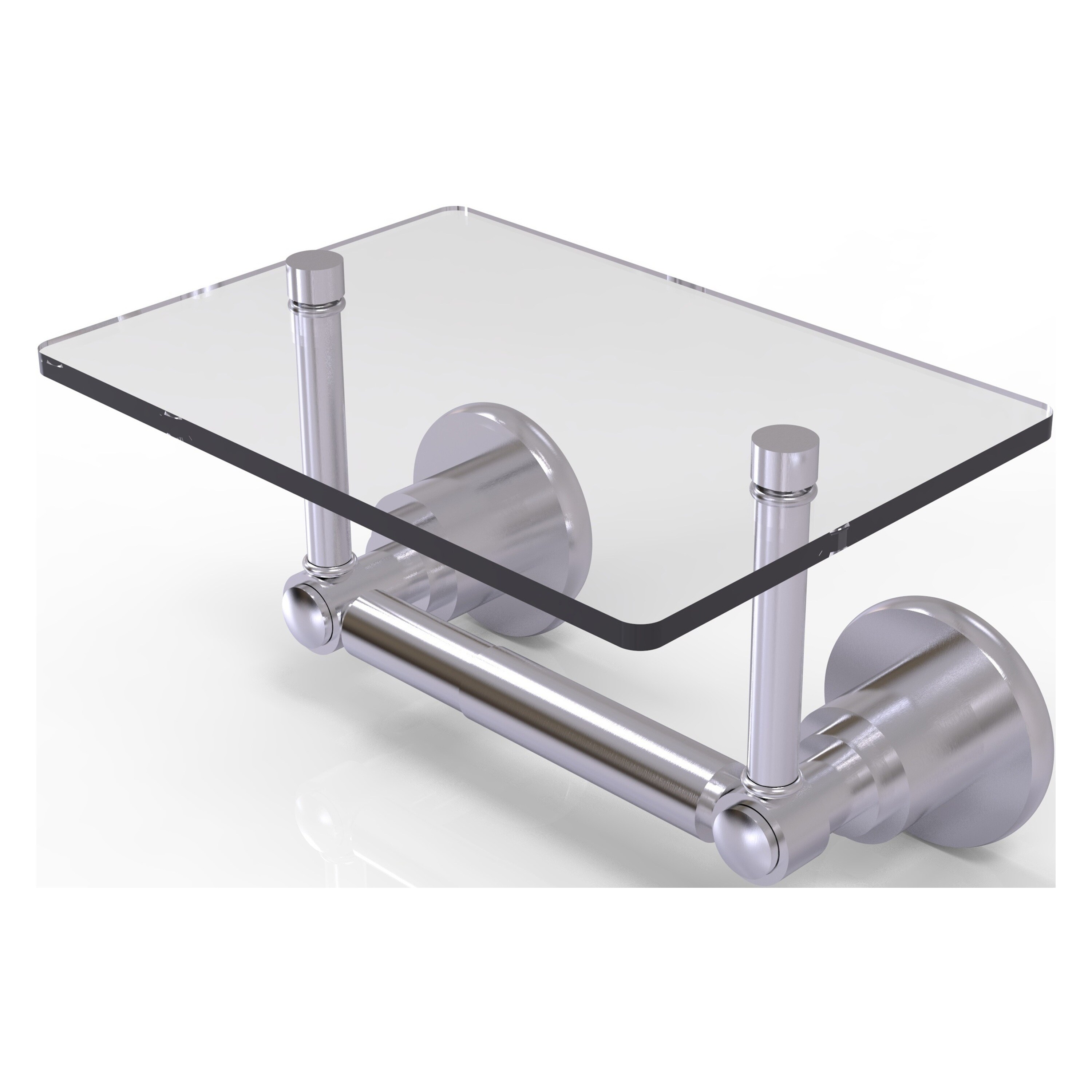Allied Brass WS-GLT-24-SCH Washington Square Satin Chrome Wall mount Double post Toilet Paper Holder 1 -Rolls with Storage