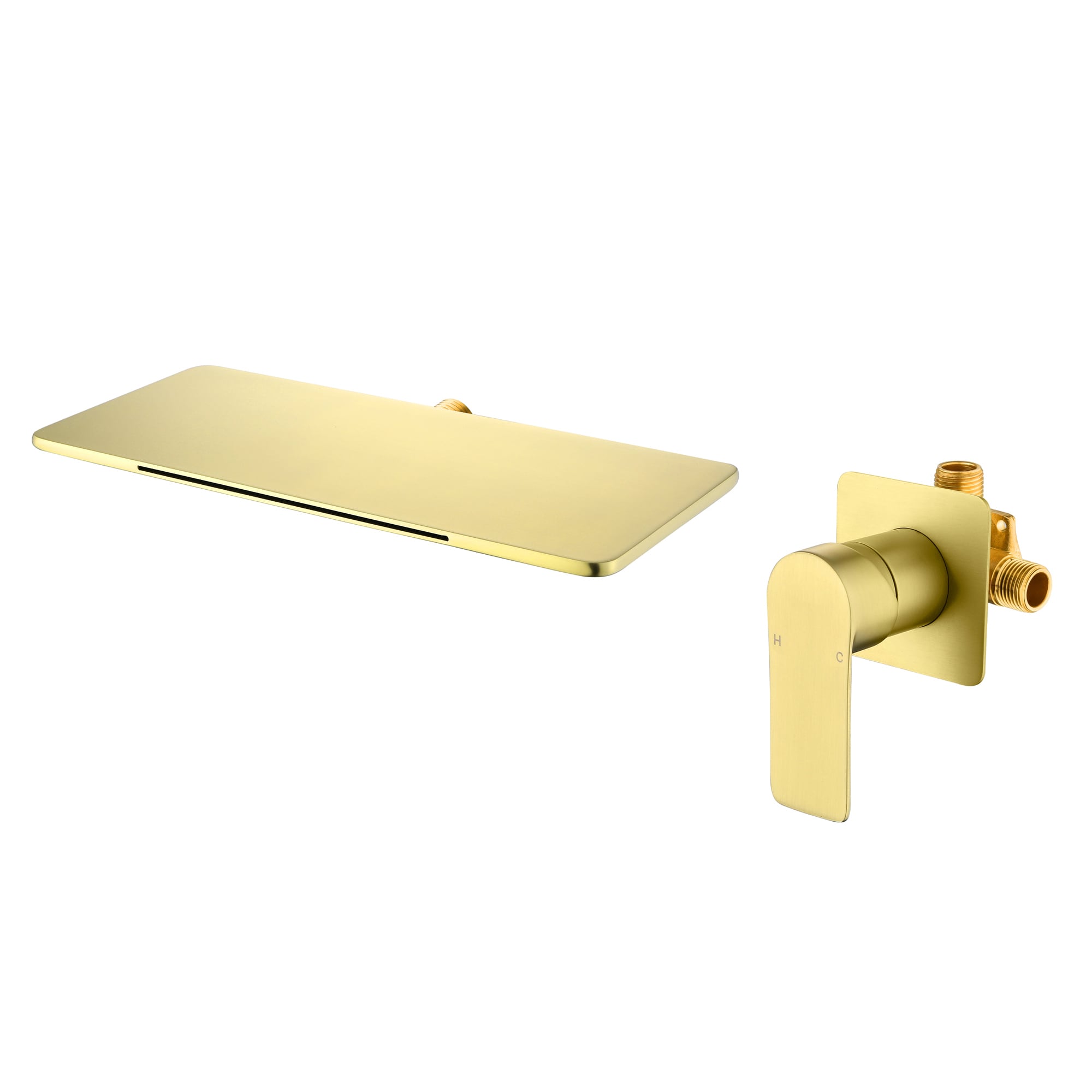 WELLFOR SMG-2415BG Brushed Gold 1-handle Wall-mount Waterfall Bathtub Faucet ( Valve Included )