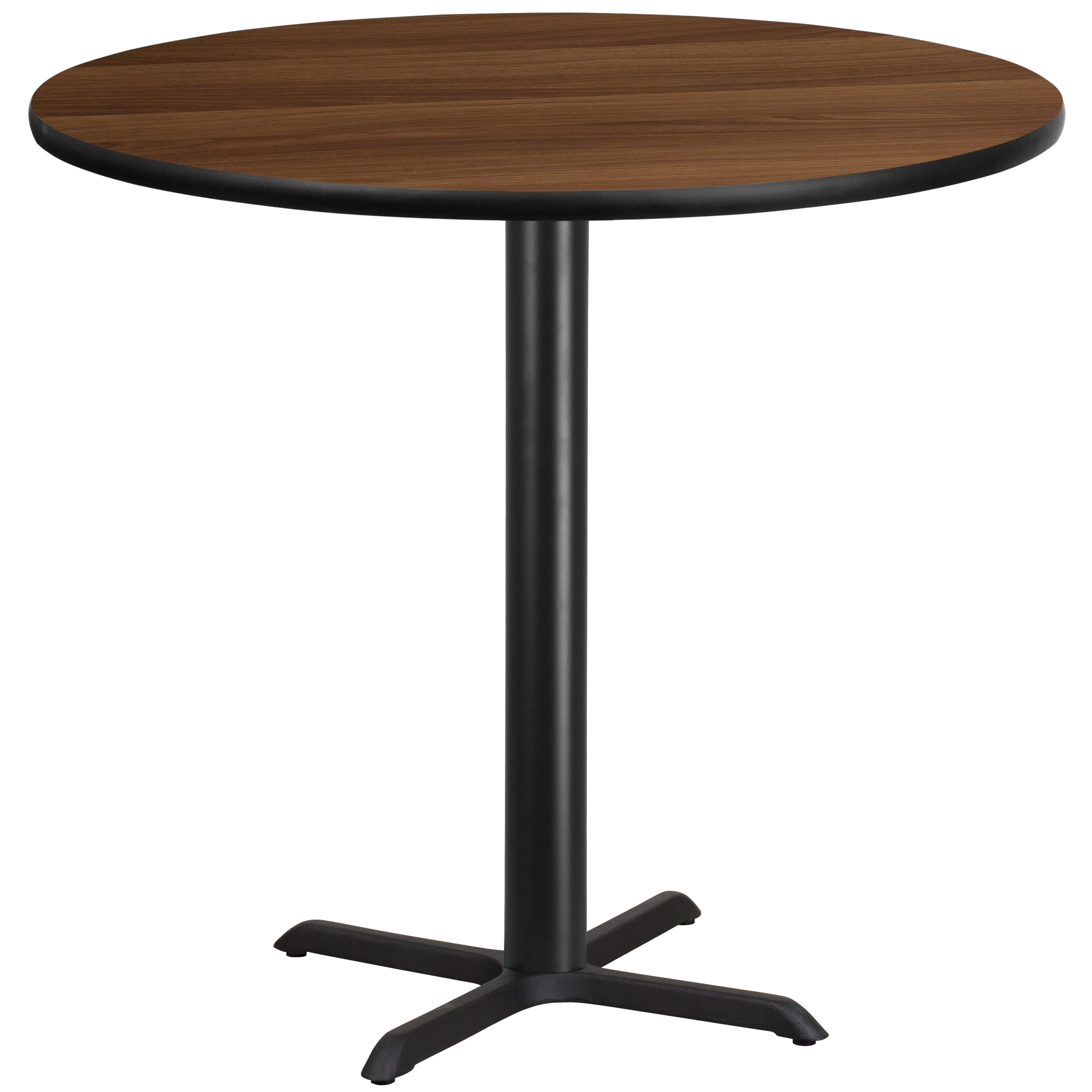 Flash Furniture 889142005902 Walnut Round Contemporary/Modern Bar Table, Wood veneer with Black Metal 42-Inches L x 43.13-Inches H
