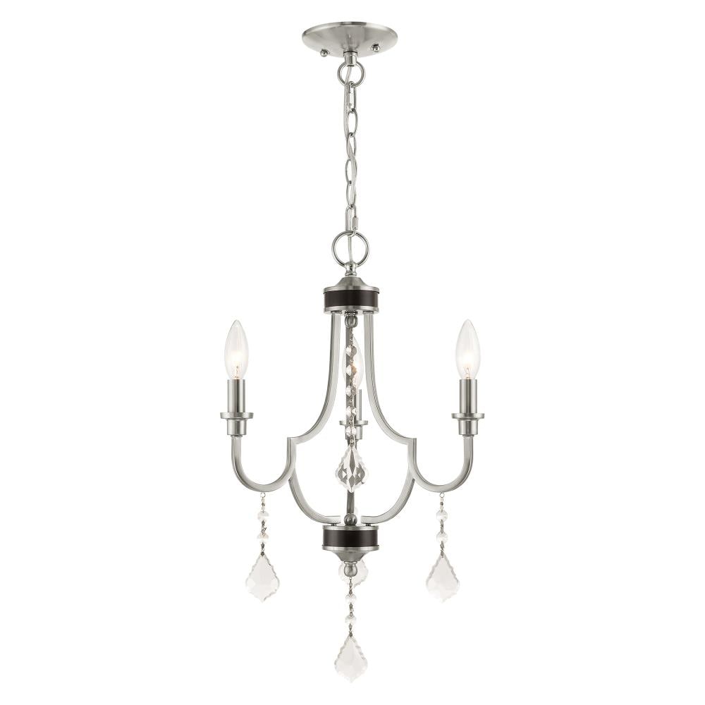 Livex Lighting 40883-91 Glendale 3 -Light Brushed Nickel Transitional Crystal For Use in Bathrooms, Bedrooms, Dining Rooms, Foyers, Kitchens, Living Rooms Chandelier
