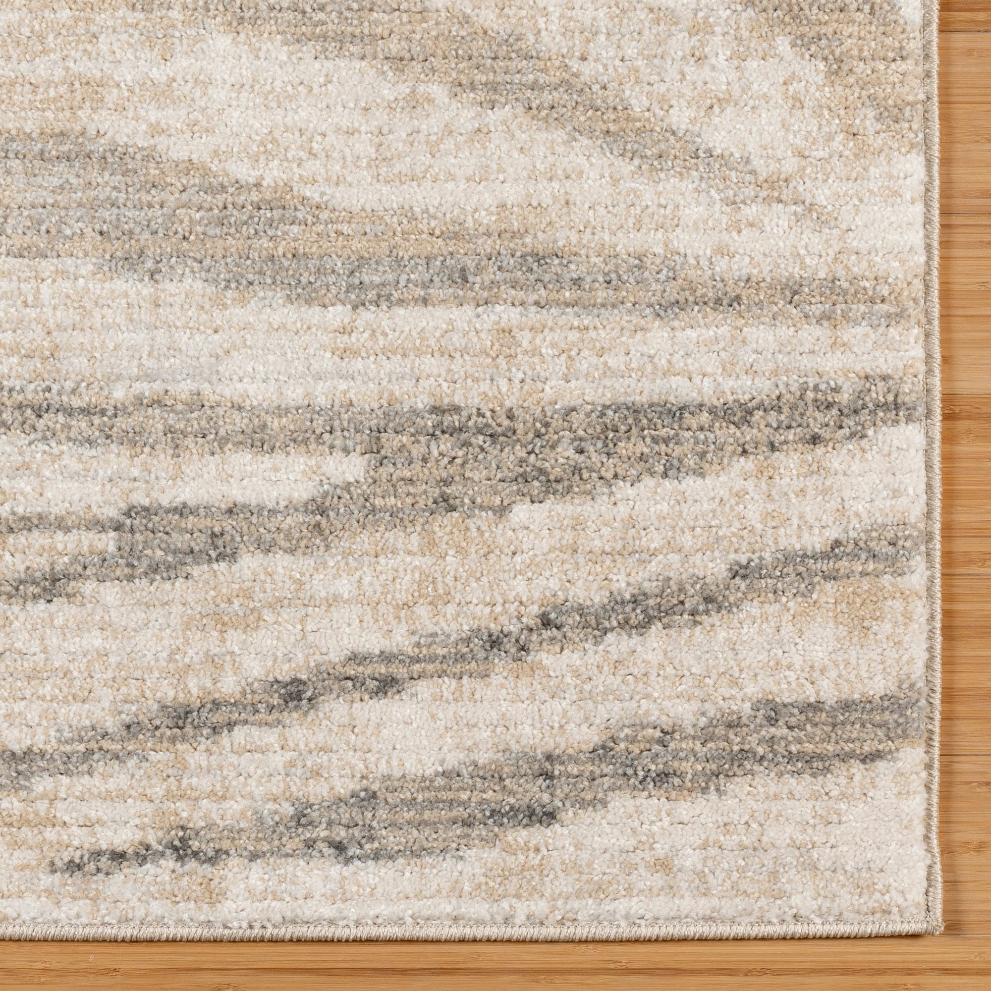 Gray and Cream Zebra Striped Synthetic Area Rug 5' x 7'