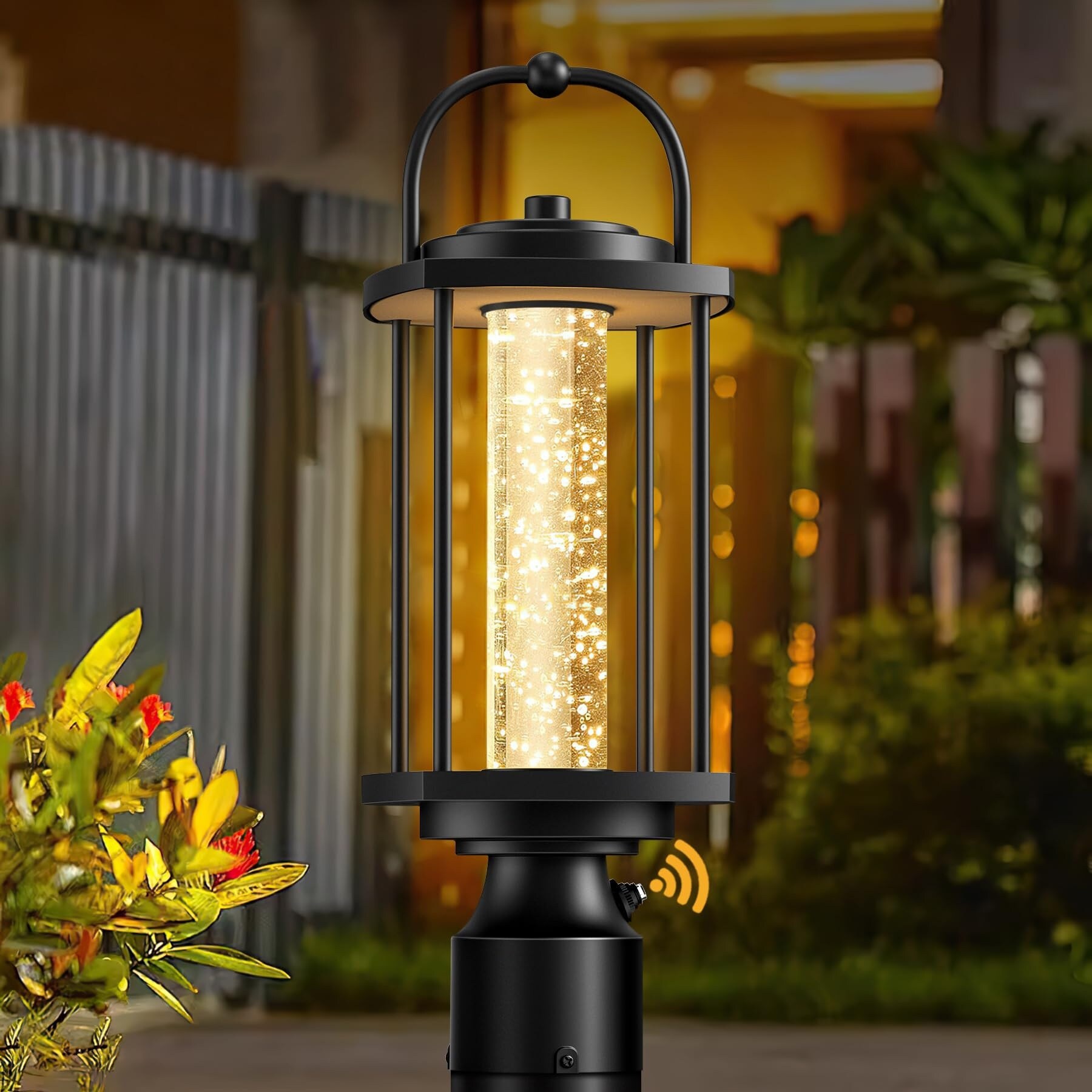 Oyezvary -  Dusk to Dawn LED Outdoor Post Light 10W 540 Lumens Waterproof Aluminum Crystal Glass ...