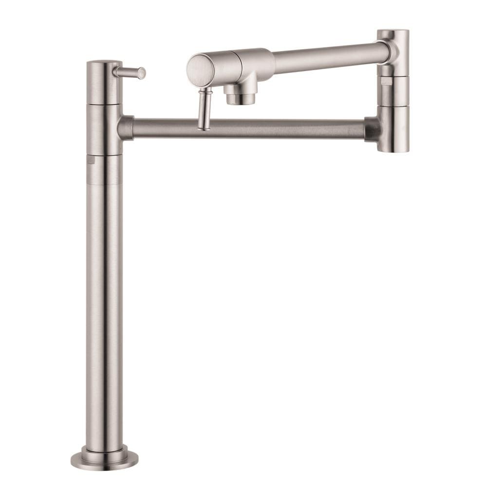 Hansgrohe Hg Kitchen Steel Optik Double Handle Wall Mount Pot Filler Kitchen Faucet At 9302