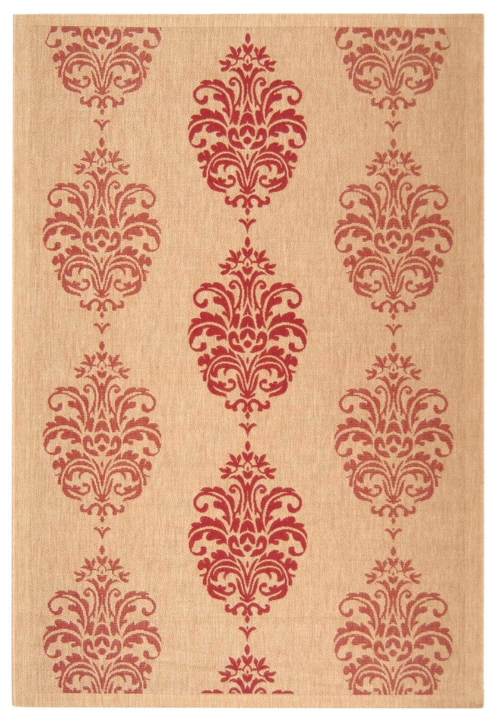 Safavieh CY2720-3701-9 Courtyard Bermuda 9 x 12 (ft) Loomed Polypropylene Natural/Red Rectangular Indoor/Outdoor Damask Coastal Area rug