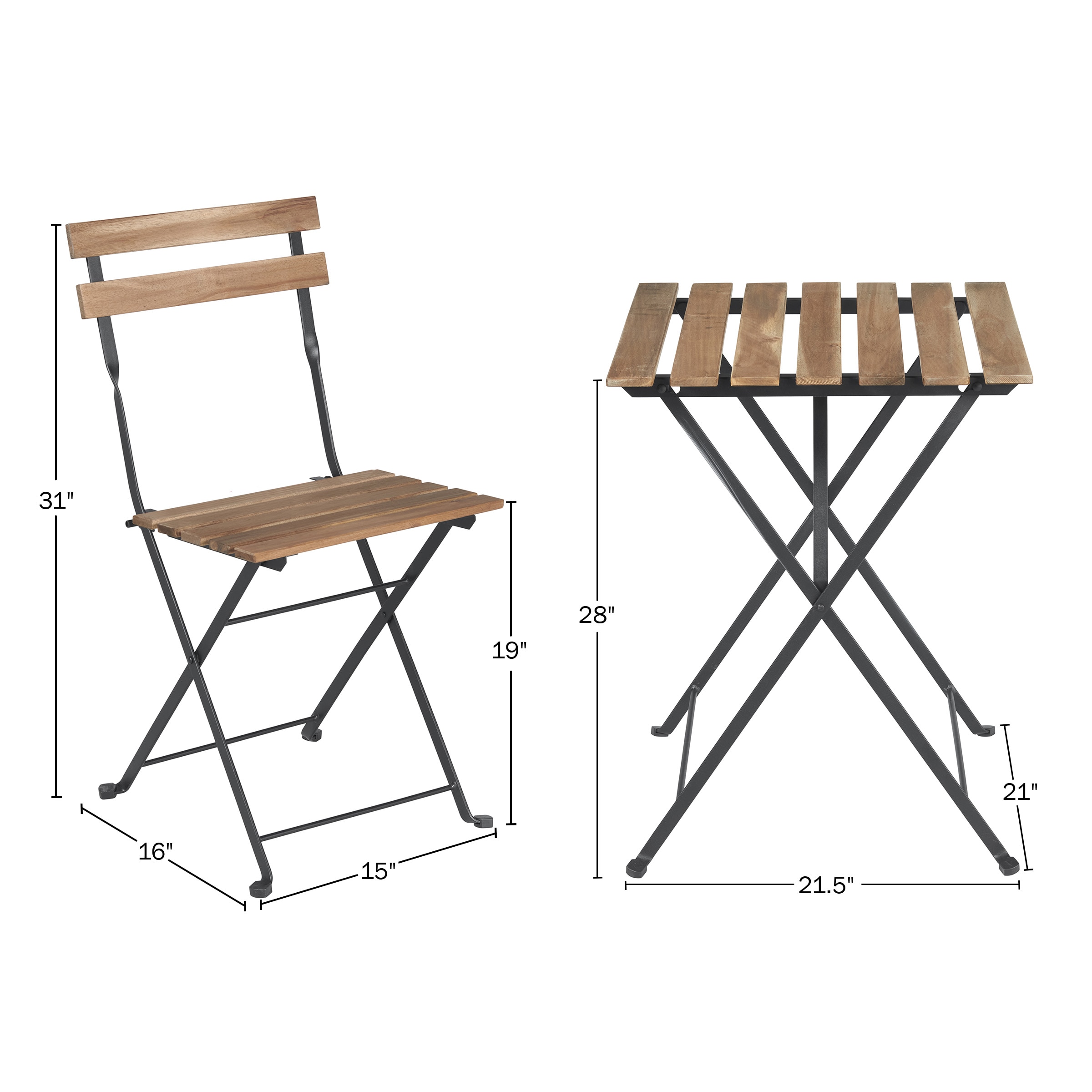 Lavish Home 80-OUTD-BISTRO-BR Folding-Furniture-Sets - View #4