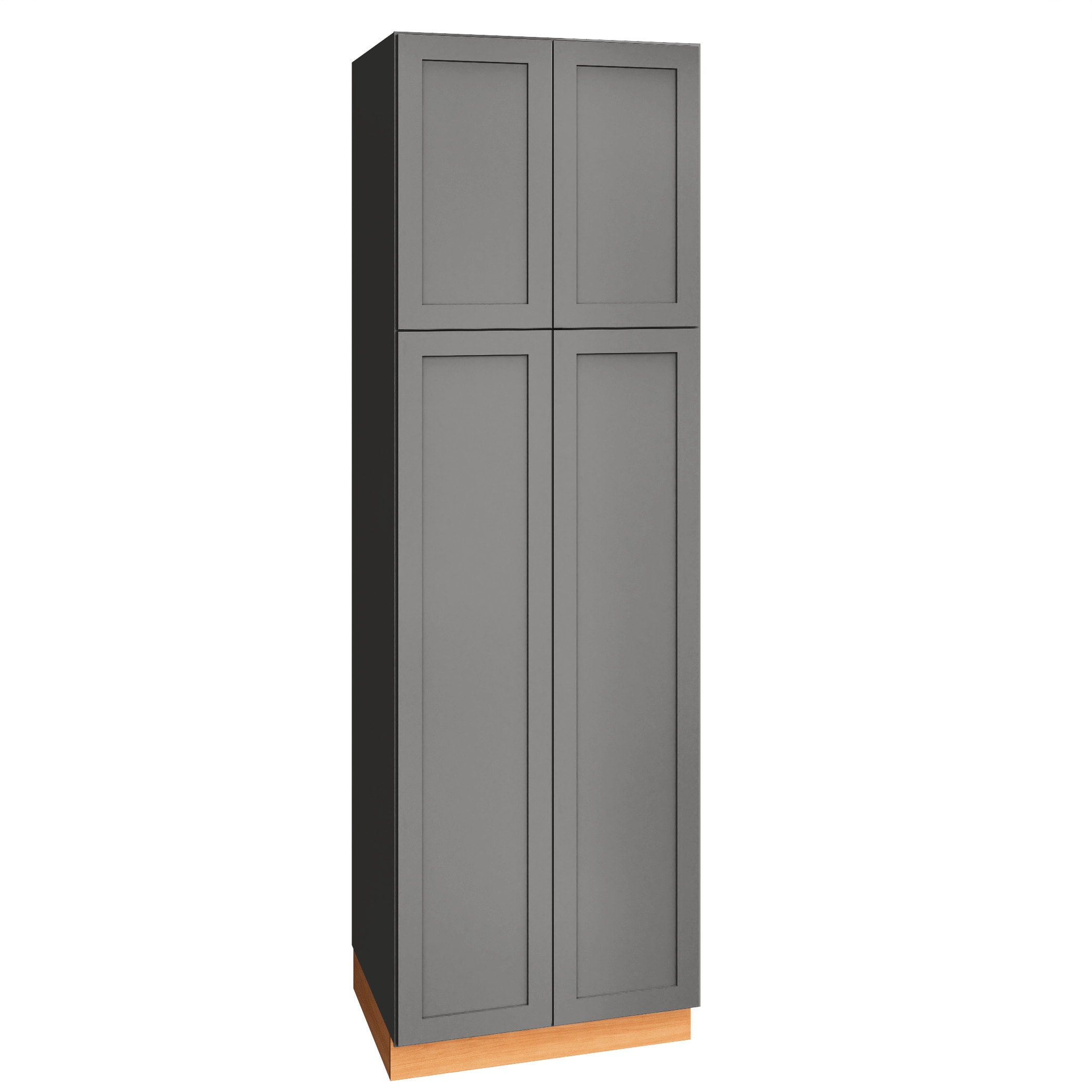 Diamond Express Jamestown 30-in W x 90-in H x 24-in D Moonstone Gray Pantry Fully Assembled Plywood Cabinet (Recessed Panel Shaker Door Style)