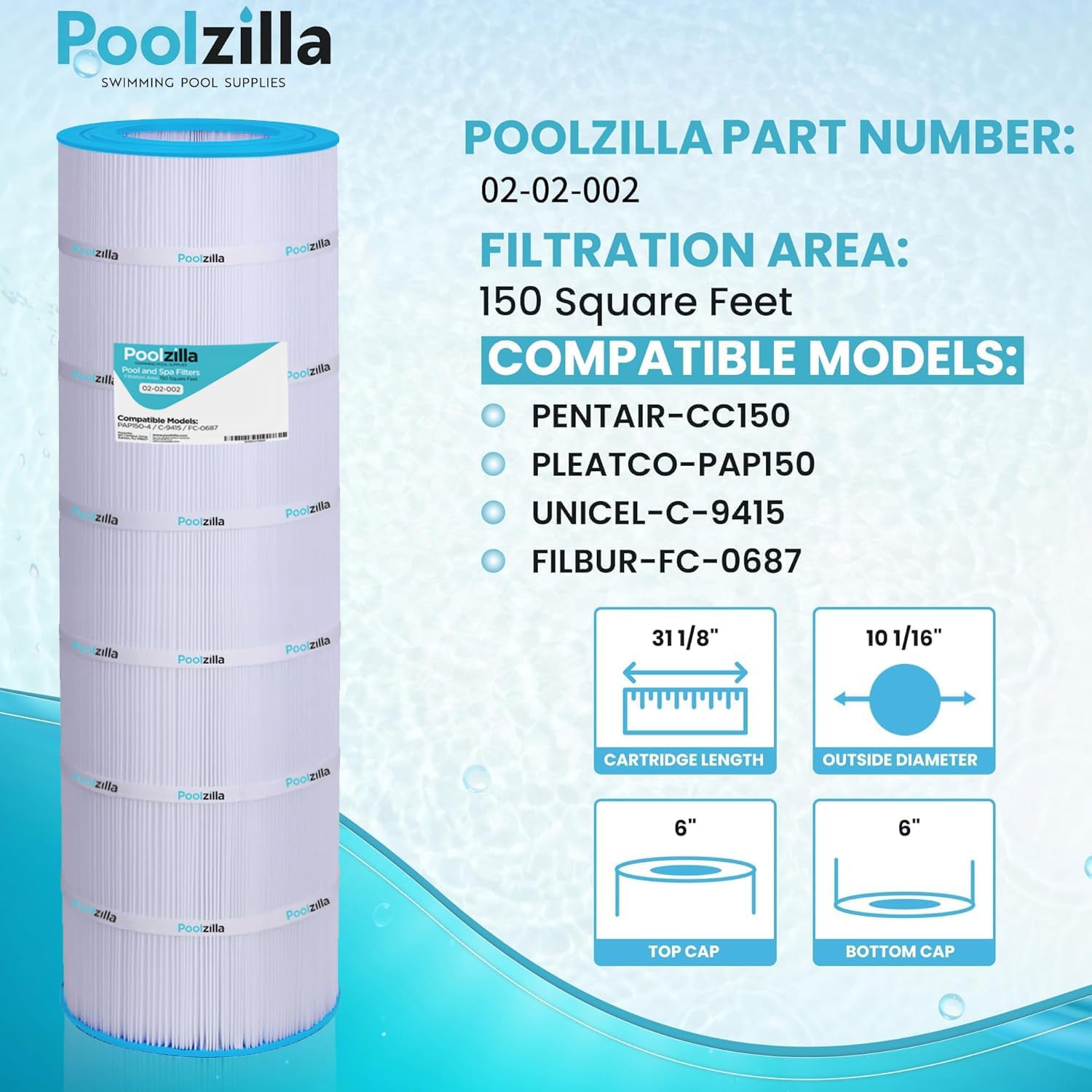 Poolzilla PZ-PLF150A-2PC Pool-Filter-Skim-Sys-Parts - View #2