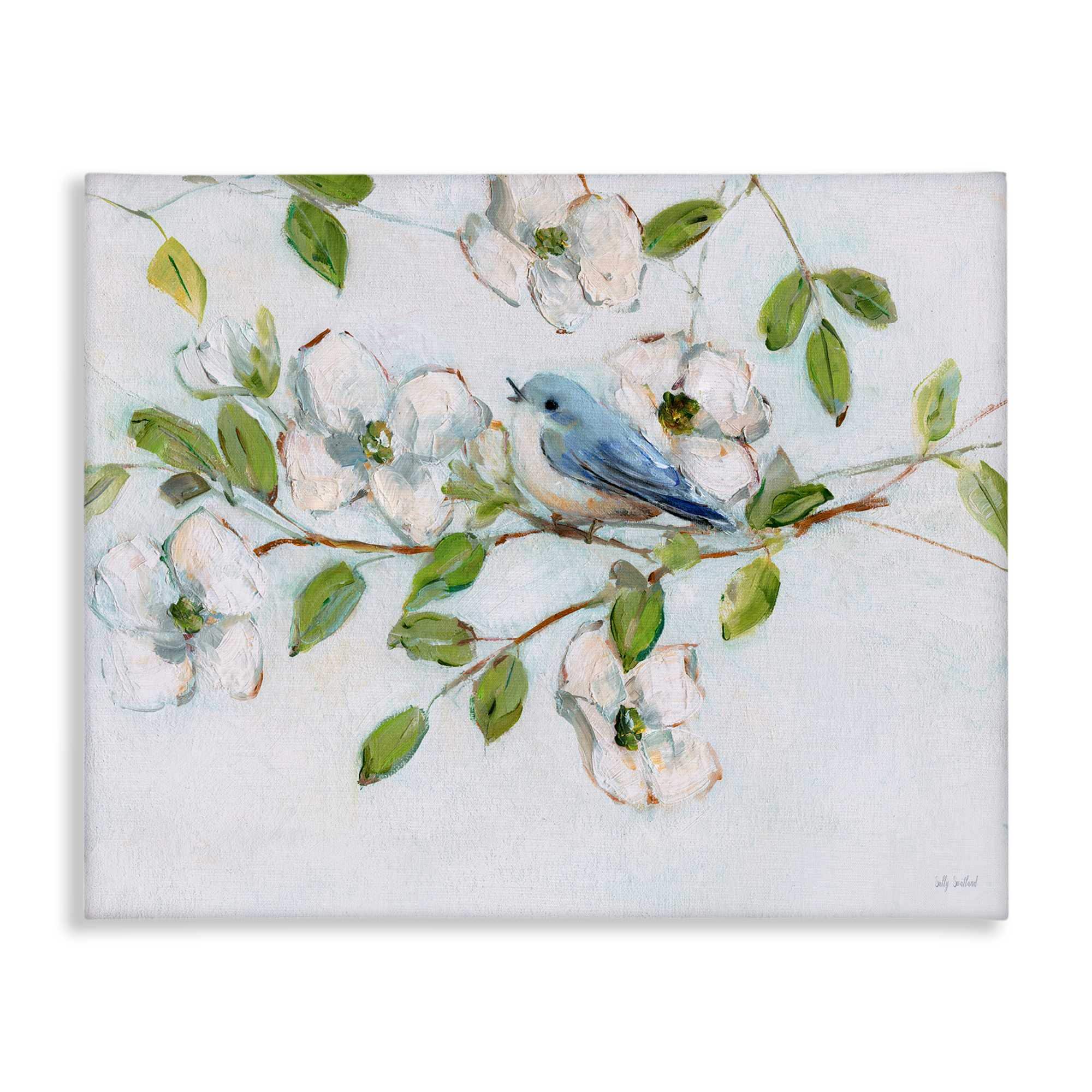 Stupell Industries BS-234-CN-36X48 Bluebird on Dogwood Branch Canvas Wall Art By Sally Swatland 48 x 36