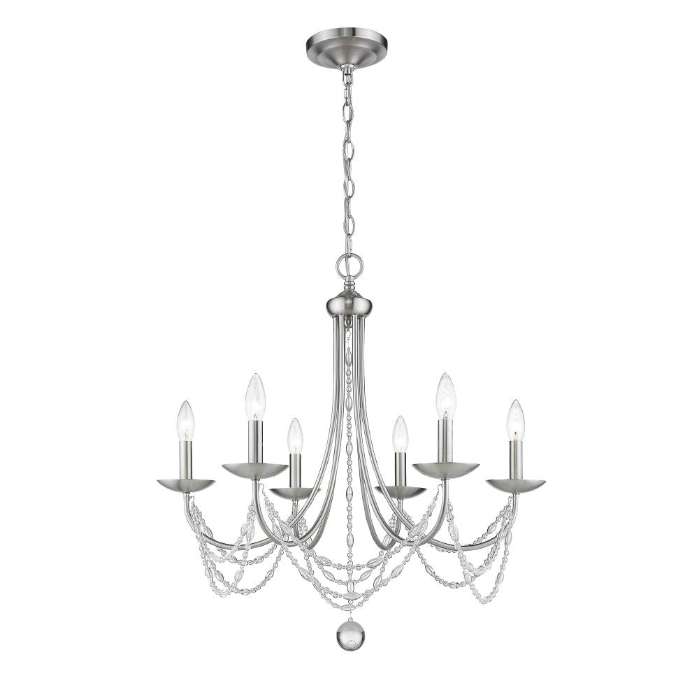 Golden Lighting Mirabella 6-Light Satin Pewter Glam Chandelier 7644-6 ...