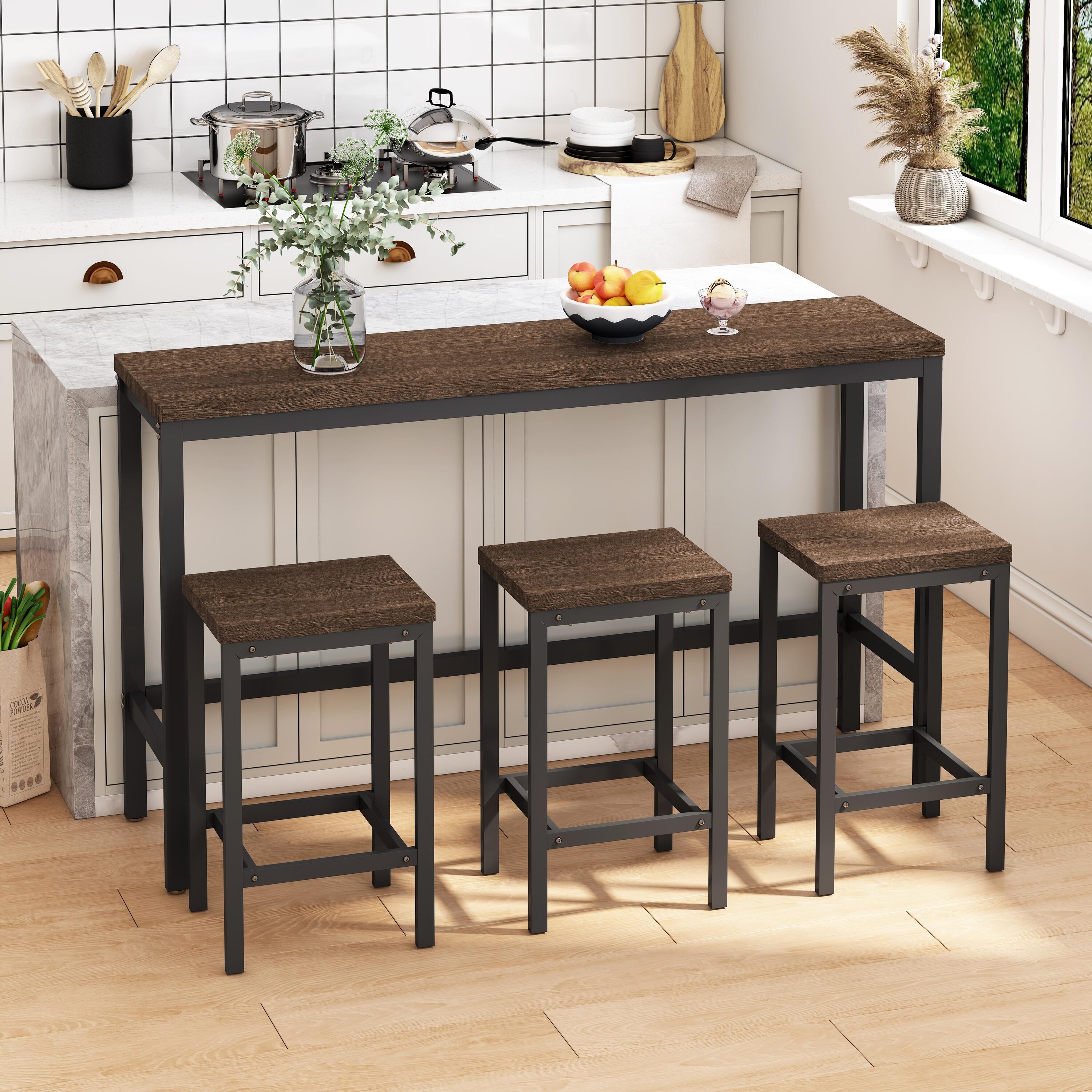 Bayfeve BF-767952-IN Kitchen Dining Table Set Dark Brown Contemporary/Modern Dining Room Set with Rectangular Table ( Seats 3 )