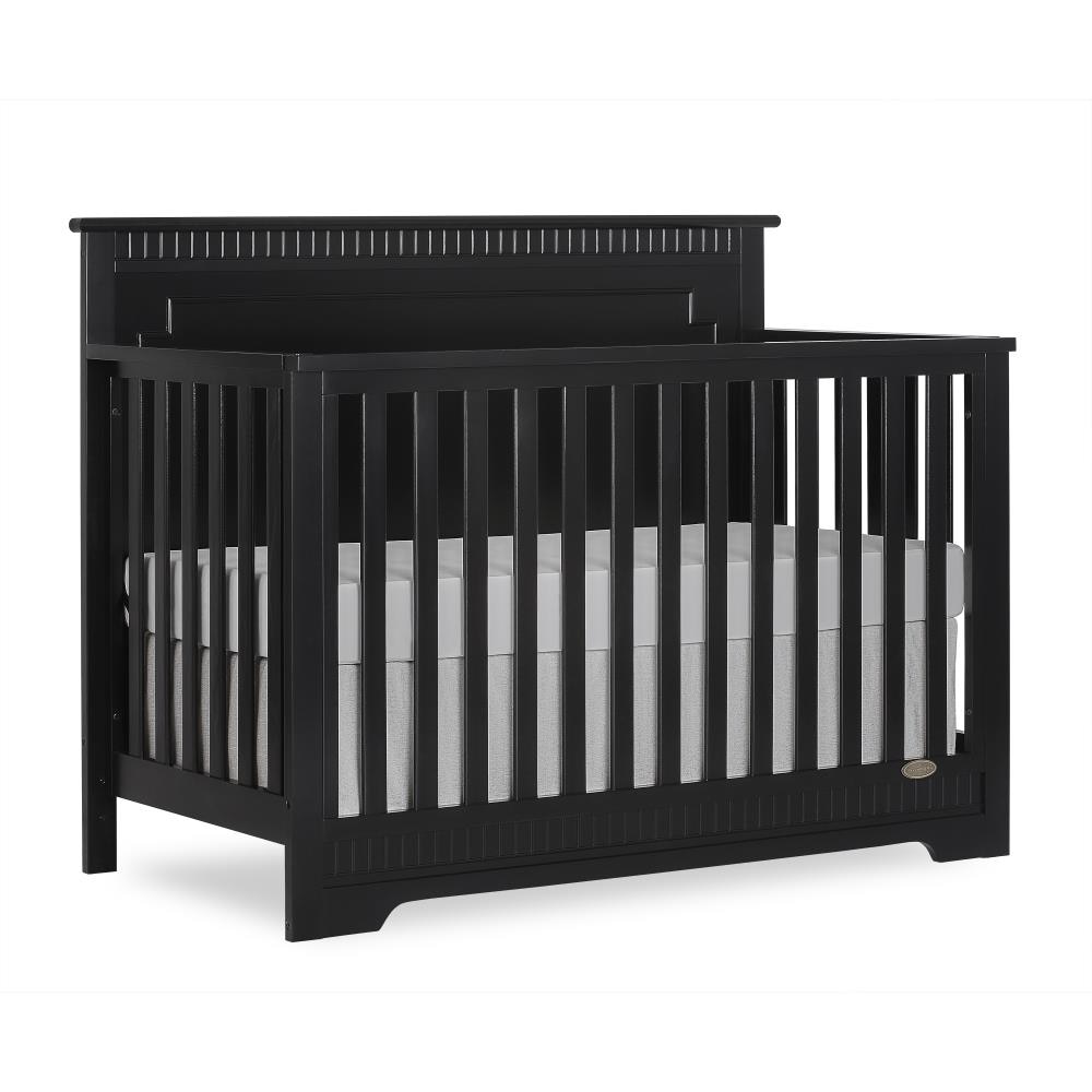 Morgan Black 4-in-1 Convertible Crib | Adjustable Mattress Height | JPMA Certified | Traditional Style | - Dream On Me 733-K