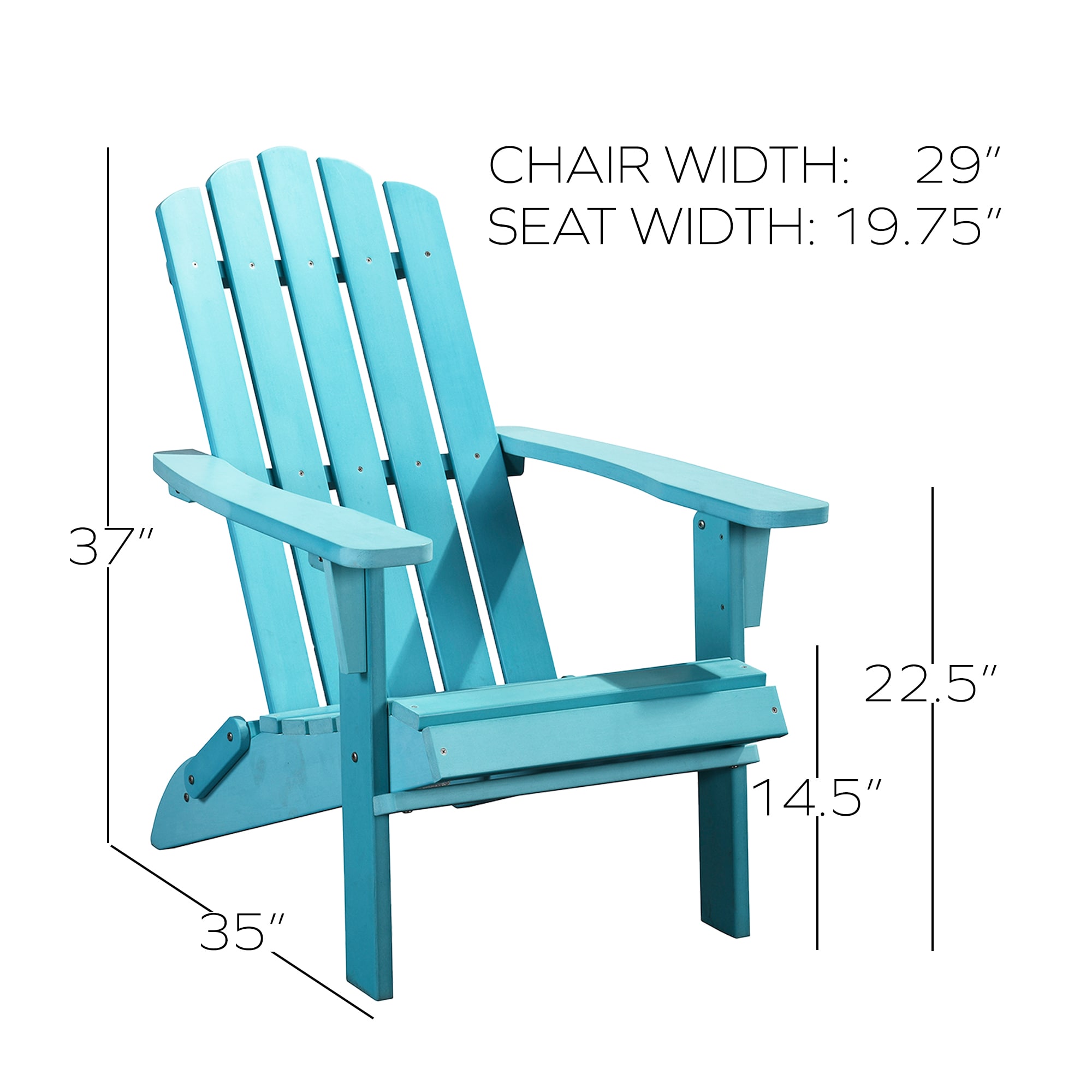 PolyTeak Folding Blue Plastic Frame Stationary Adirondack Chair with ...