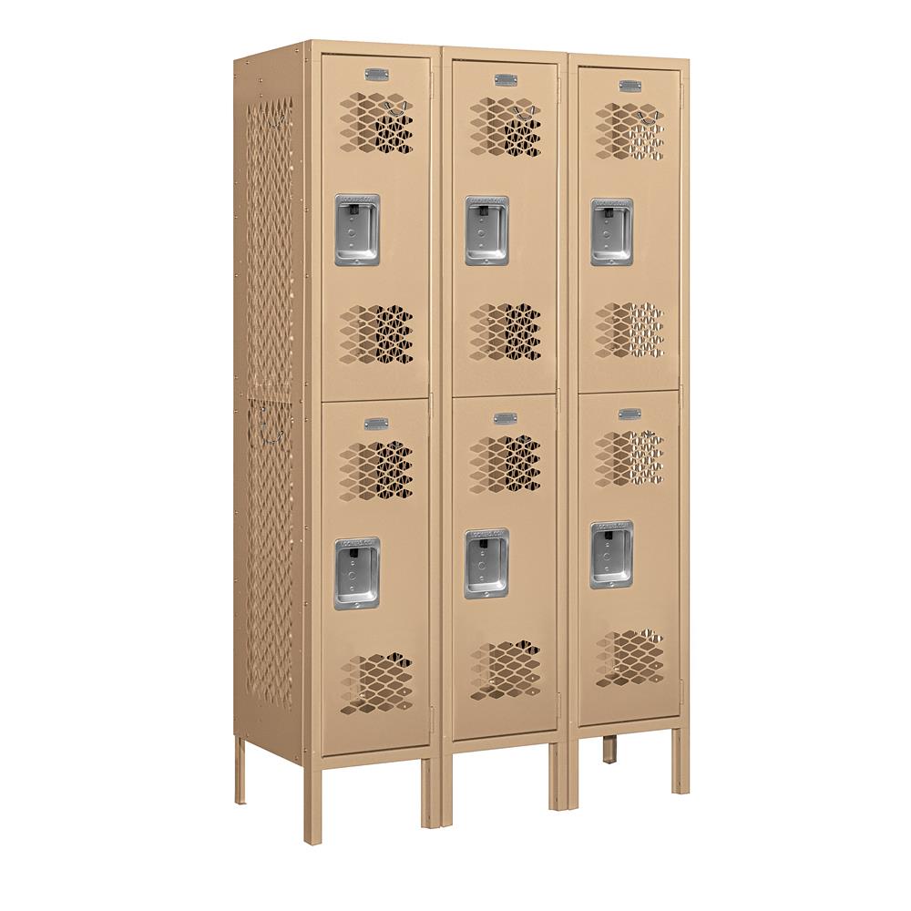 SALSBURY INDUSTRIES 72355TN-U 72000 Series 12" Wide Double Tier Vented Metal Locker 36-Inches W x 66-Inches H x 15-Inches D Steel Full Storage Lockers