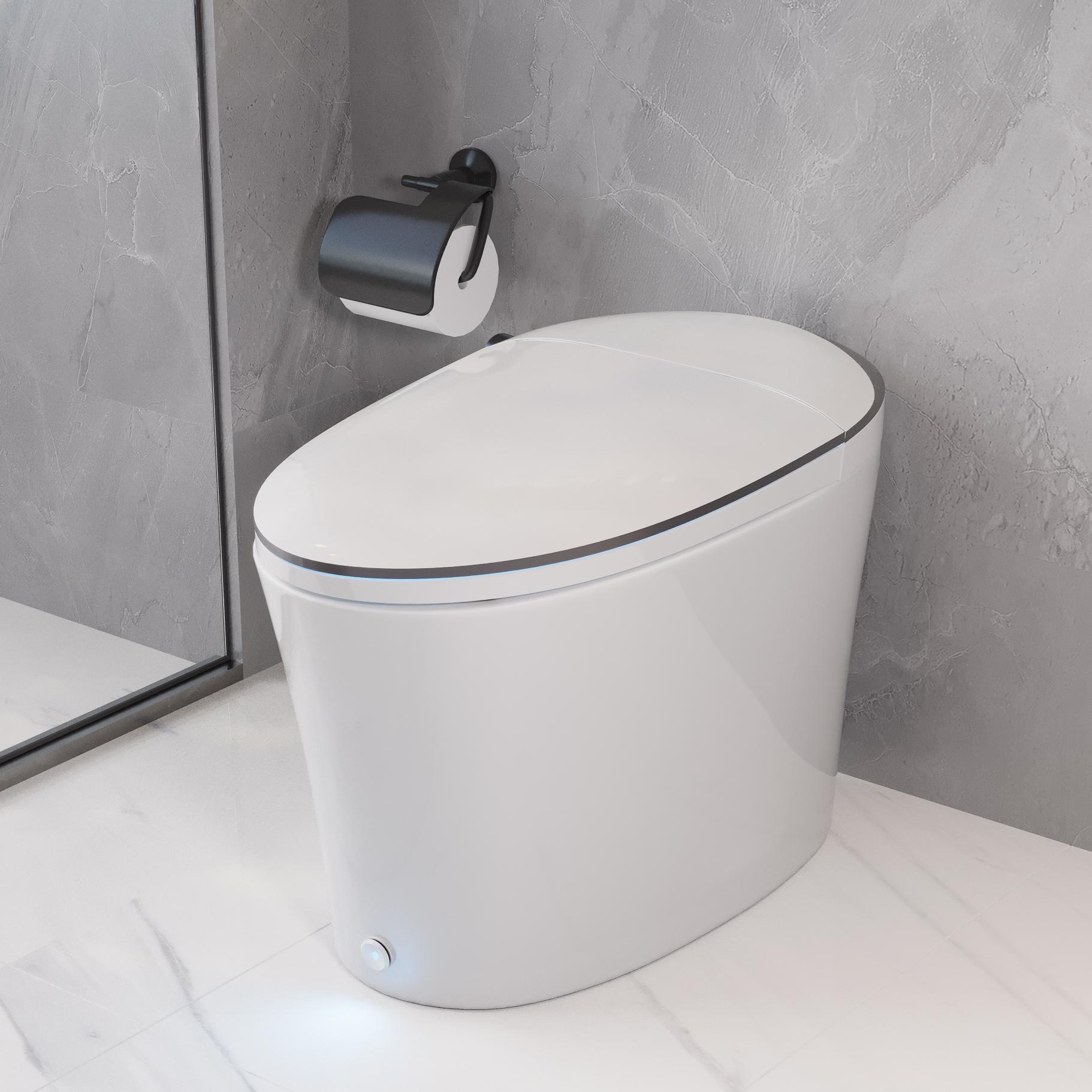 DeerValley DV-1S0019-V1 Vertex White Elongated Standard height Smart Soft Close 1-piece Toilet 12-in Rough-In 1.28 GPF