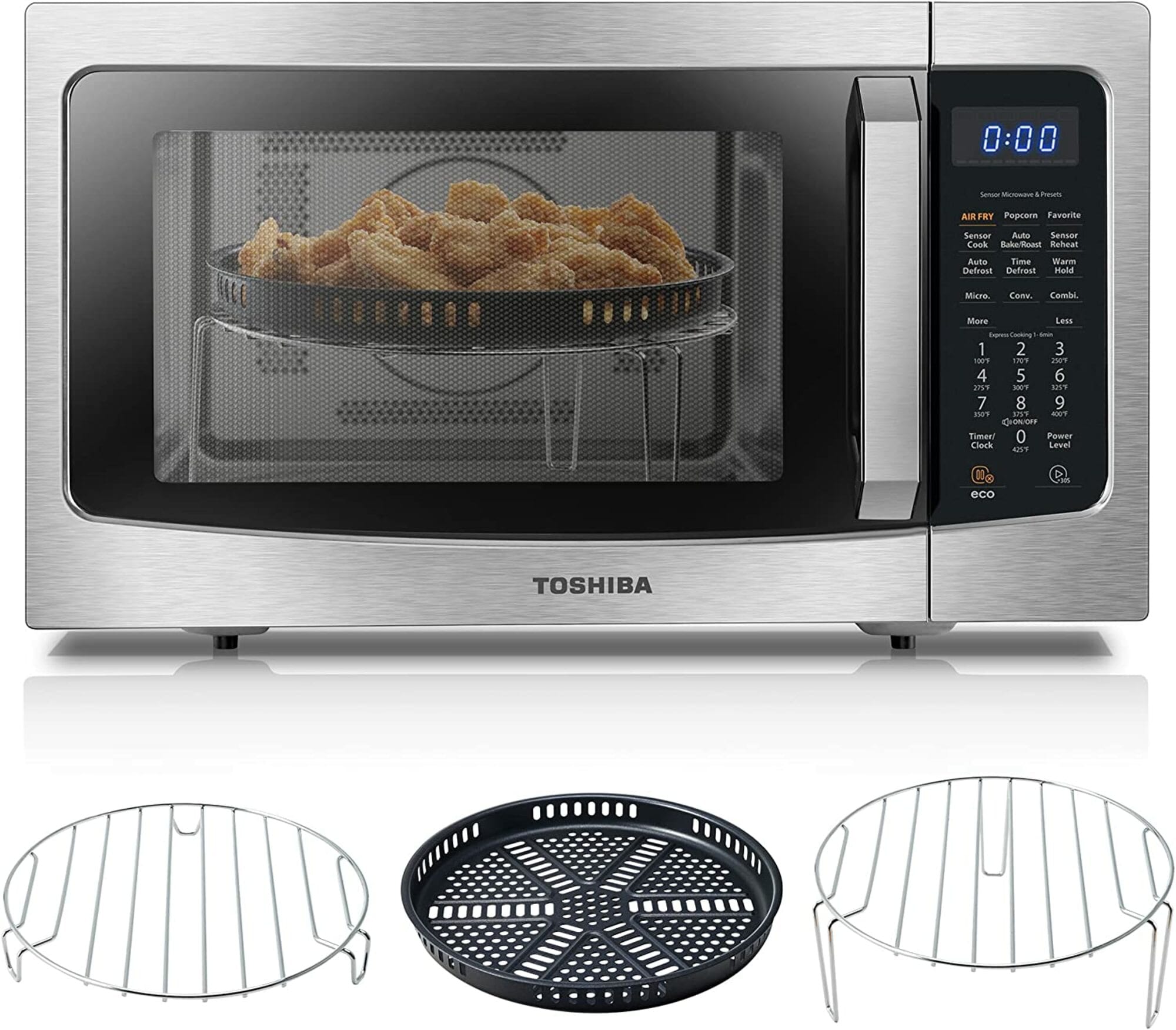 TOSHIBA 7-in-1 Countertop Microwave Oven Air Fryer Combo, Inverter