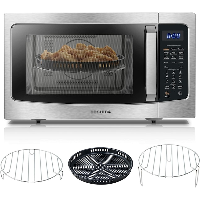 Toshiba 1.5-cu ft 1000-Watt Air Fry Sensor Cooking Controls Countertop  Convection Microwave (Stainless Steel) in the Countertop Microwaves  department at