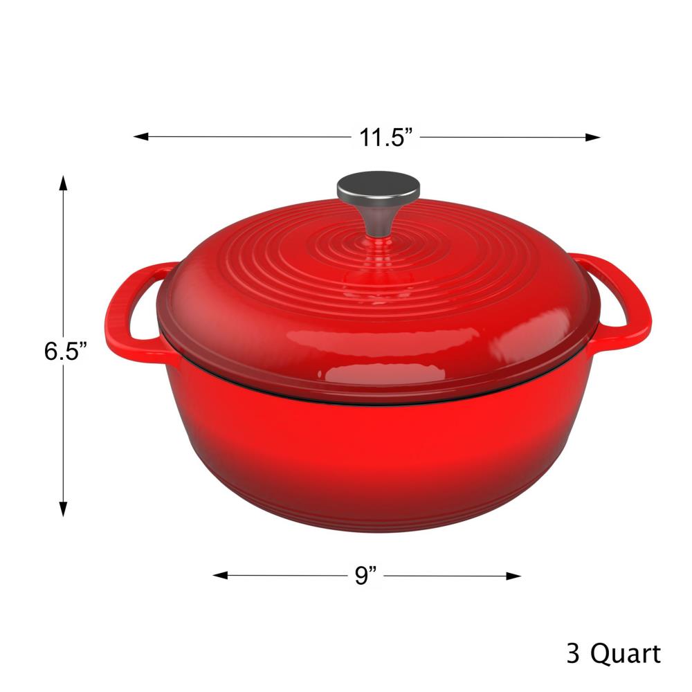  Lodge 3 Quart Enameled Cast Iron Dutch Oven with Lid – Dual  Handles – Oven Safe up to 500° F or on Stovetop - Use to Marinate, Cook,  Bake, Refrigerate and