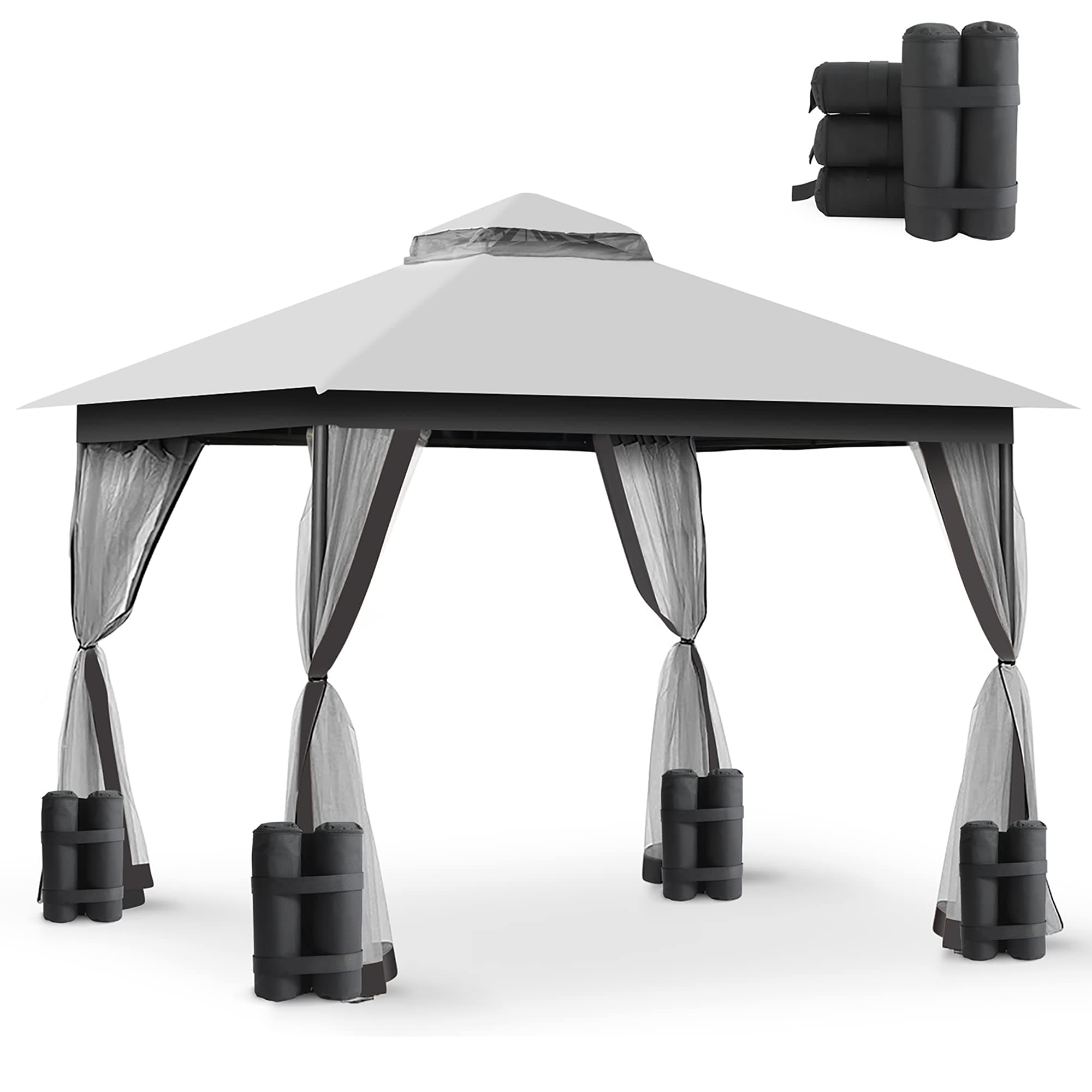 StarEcho 10-ft x 10-ft Patio steel gazebos Cape Cottage Square Grey ...