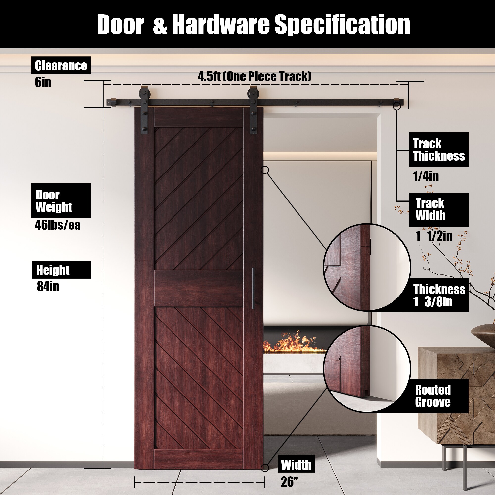 HOMACER YT1H054C-XT3-2684-RD Barn-Doors - View #2