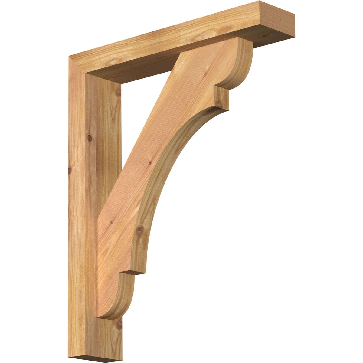 Ekena Millwork 1463509 Olympic Block Smooth Bracket with Offset Brace 3-1/2-in x 16-in x 20-in Western red cedar Brown Wood Standard bracket