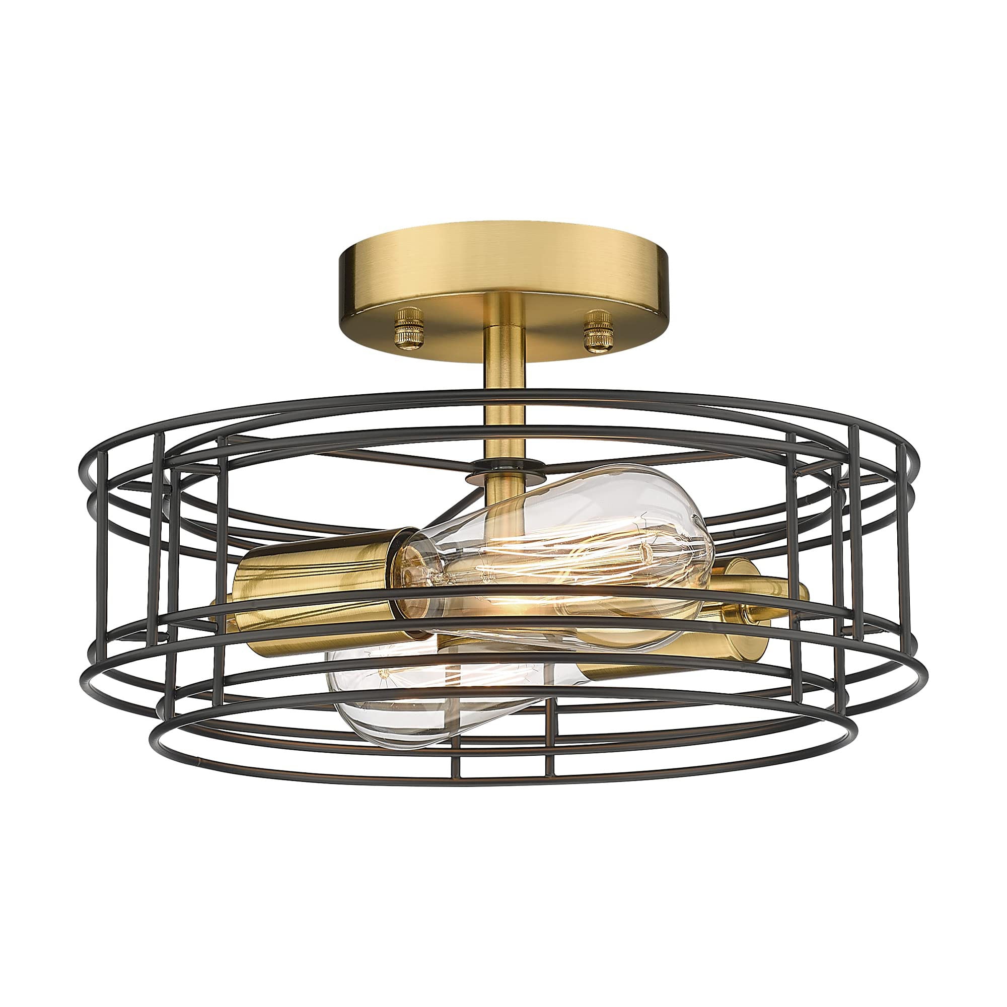 LTMATE LS5HZG66F BK+BG JAZAVA 2 -Light 11.8-in Brushed Gold Semi Flush Mount Light