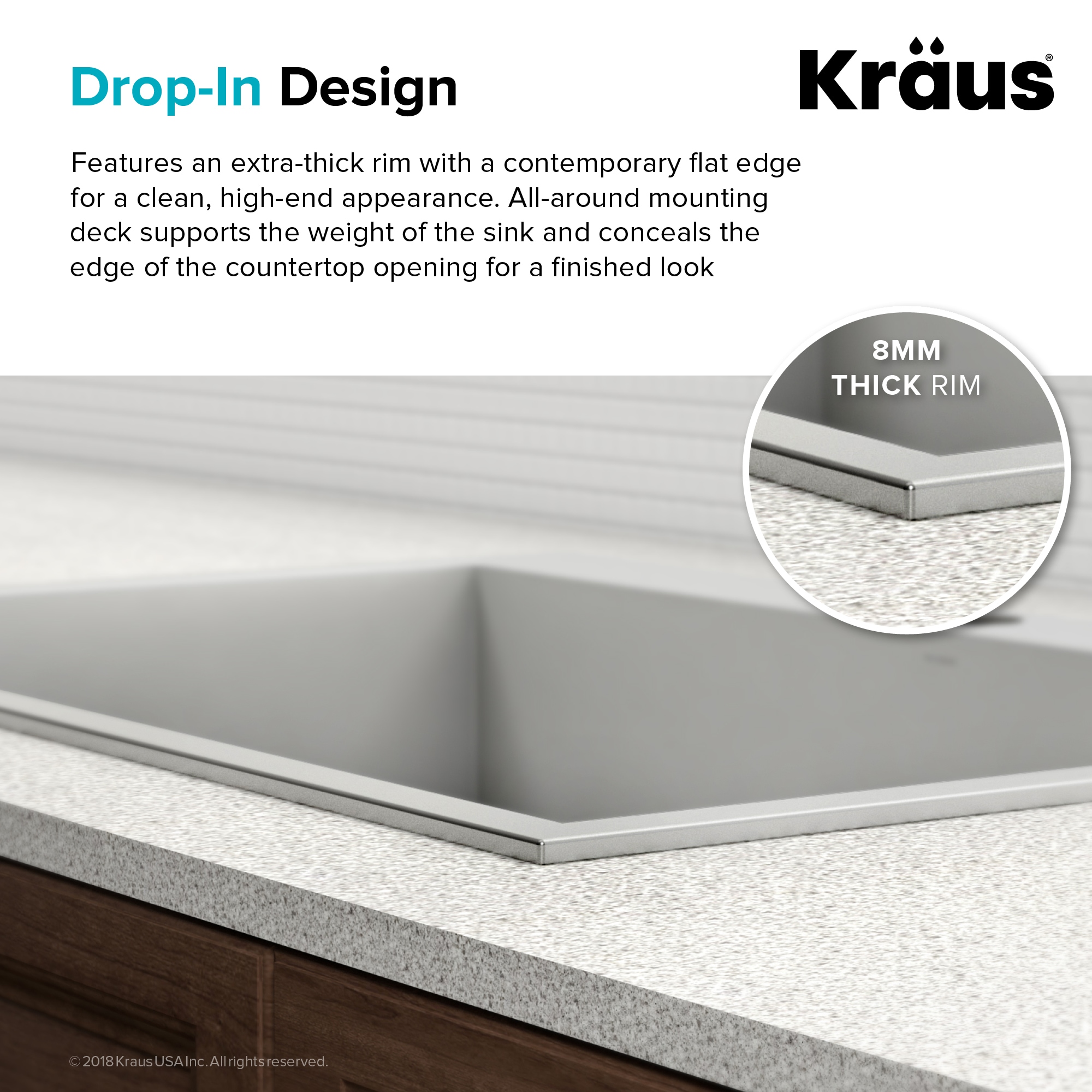 Kraus Pax Drop-In 33-in x 22-in Stainless Steel Double Equal Bowl 2 ...