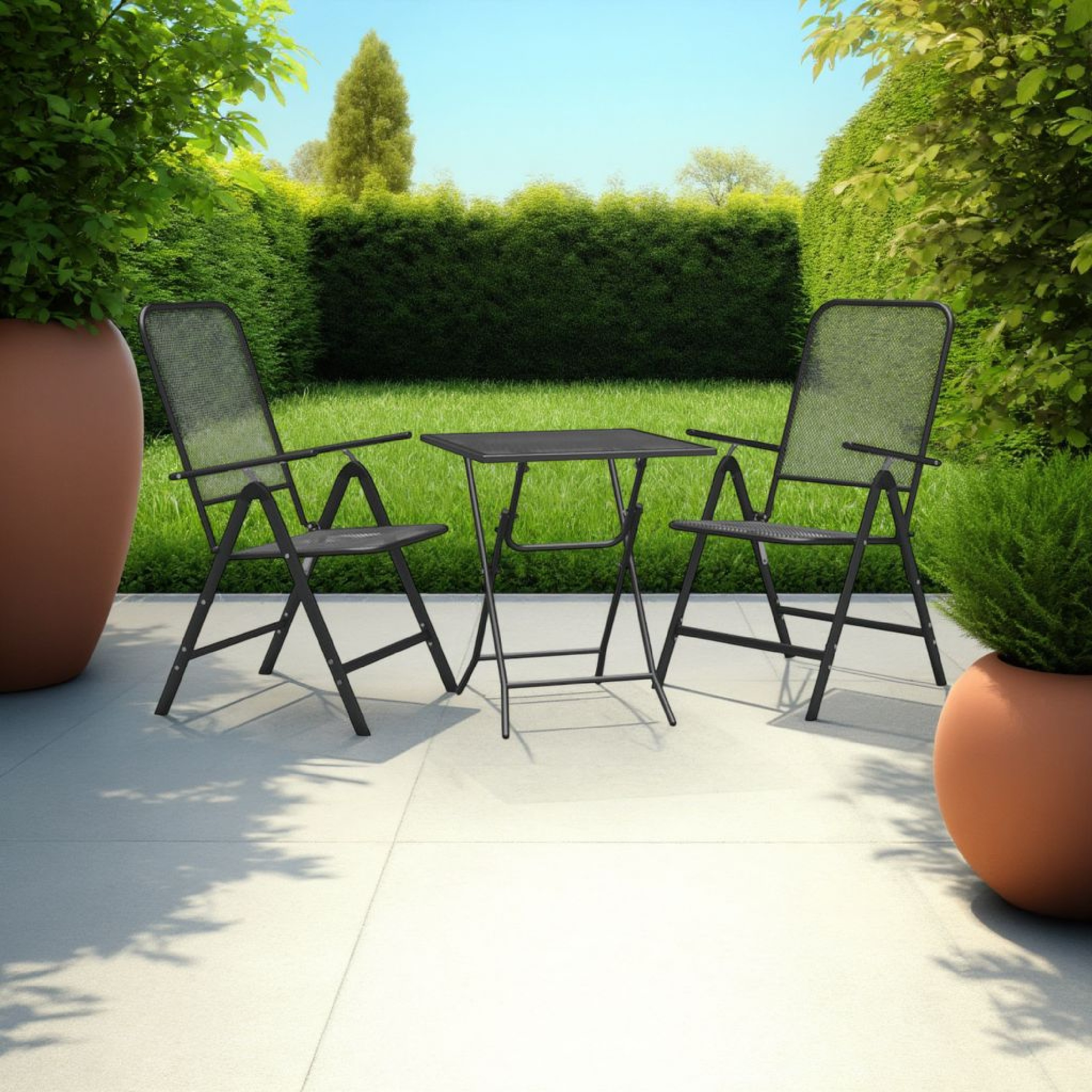 Benzara - Zofi Dark Gray 3-Piece Metal Outdoor Bistro Chair Set