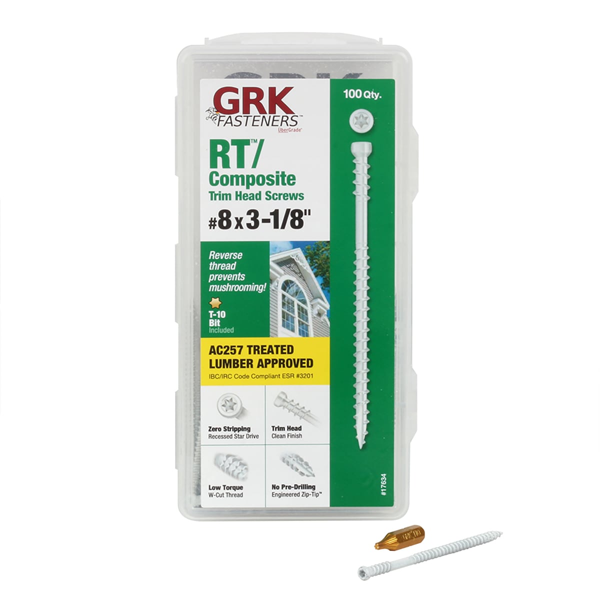 GRK Fasteners 17634 #8 x 3-1/8-in Polymer Exterior Trim screws ( 100 -Per Box )