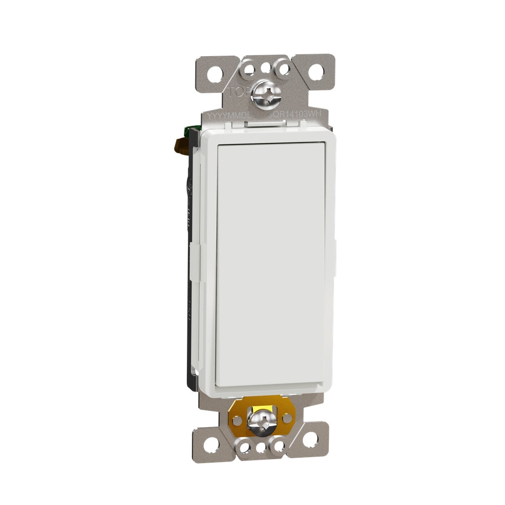 Square D SQR14103WH Series 15-amp Single-pole Rocker Light Switch, Customizable with Series Cover Plate (30-Pack)