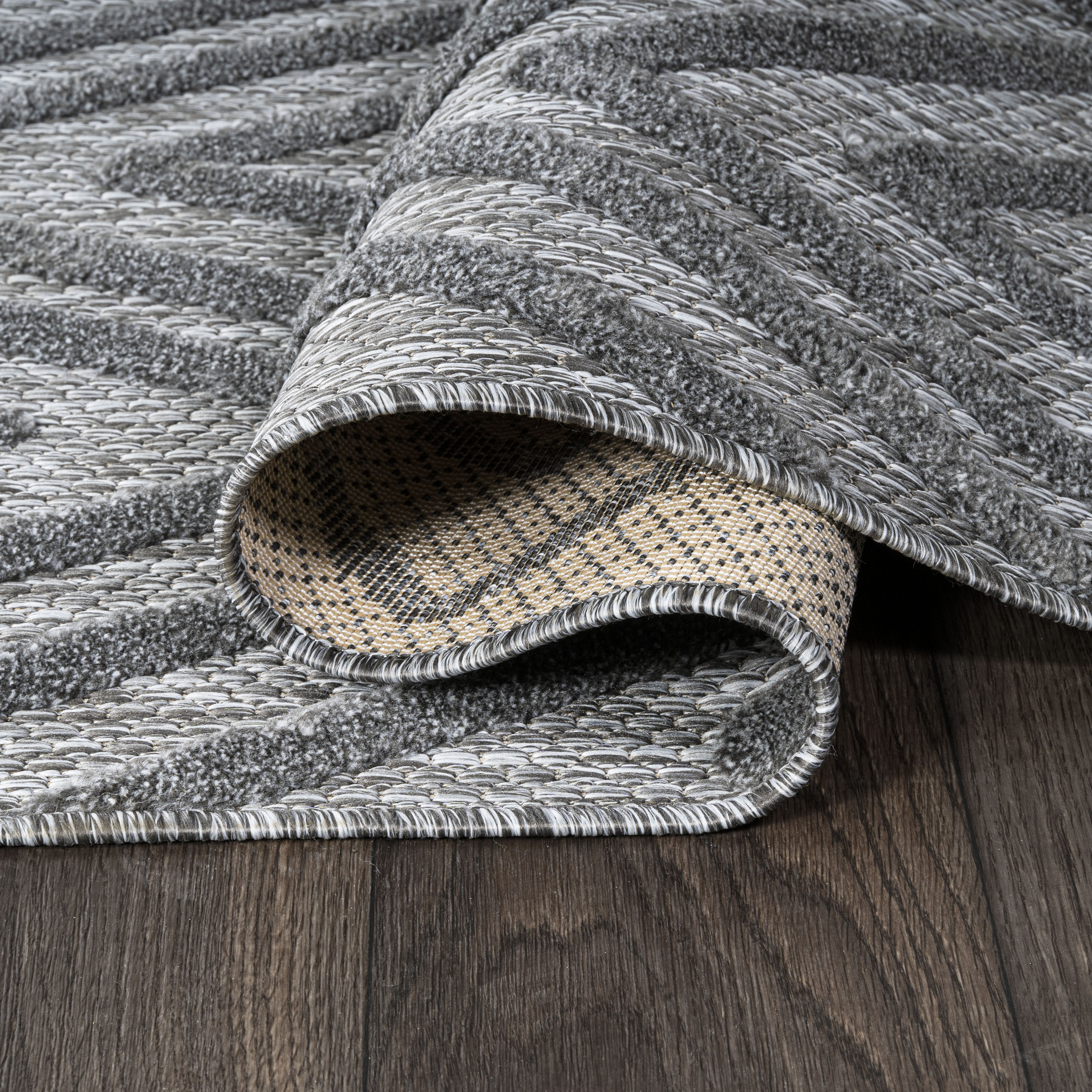 Modern Vintage Moroccan Diamond 8' x 10' Dark Gray Indoor/Outdoor Rug