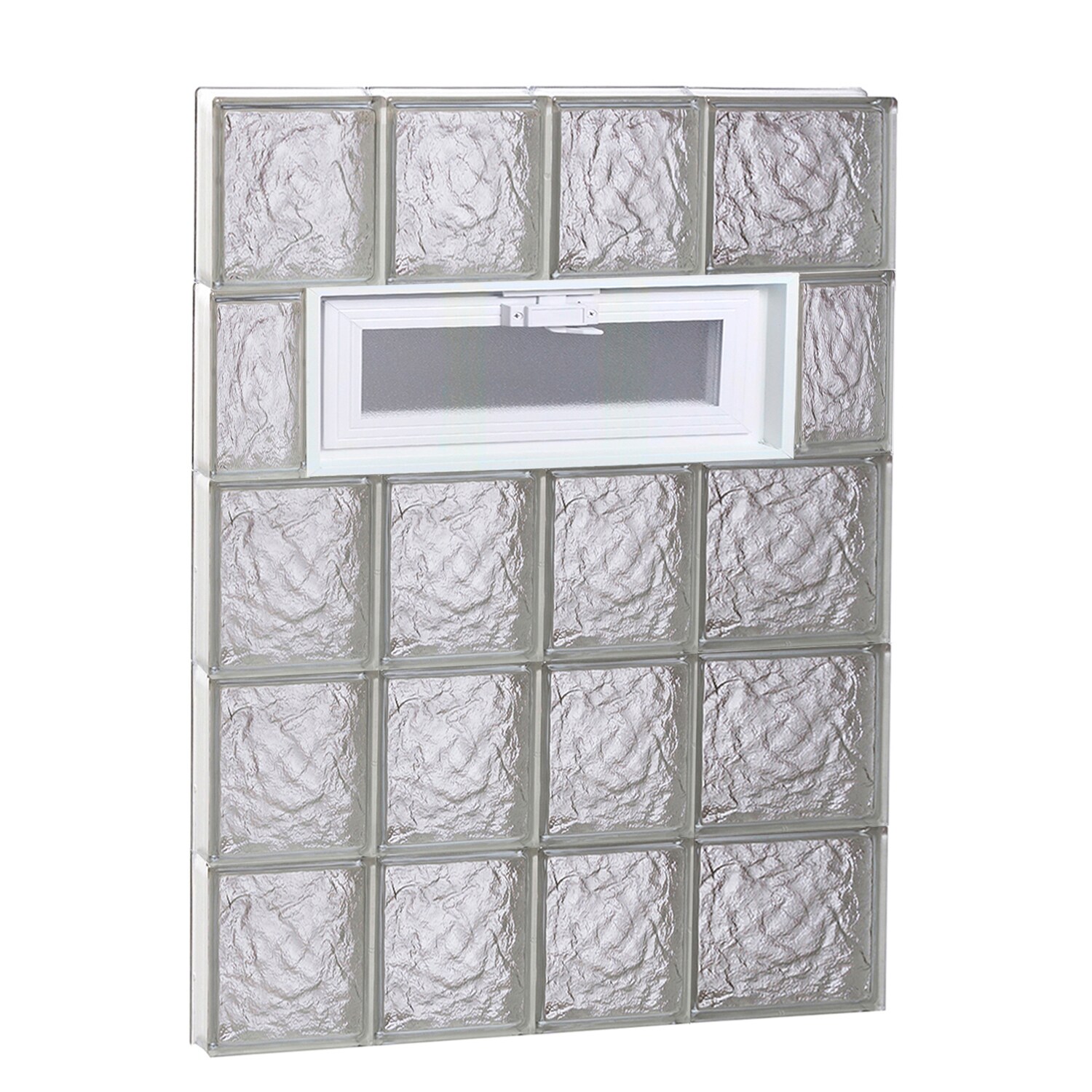 REDI2SET Ice Glass 25-in x 38-3/4-in Frameless Replacement Vented Glass Block Window #V2640IS