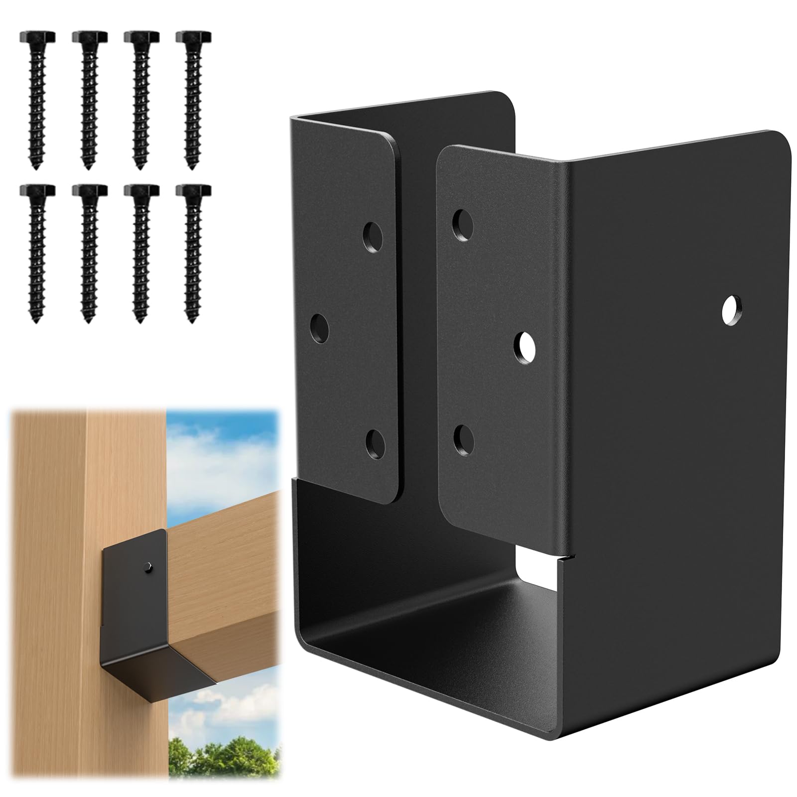 SenQWFa  Concealed Joist Hanger 4x6 Outdoor Flange Bracket with Screws Heavy Steel Powder Coated for Beam Swing Handrail Fence Support