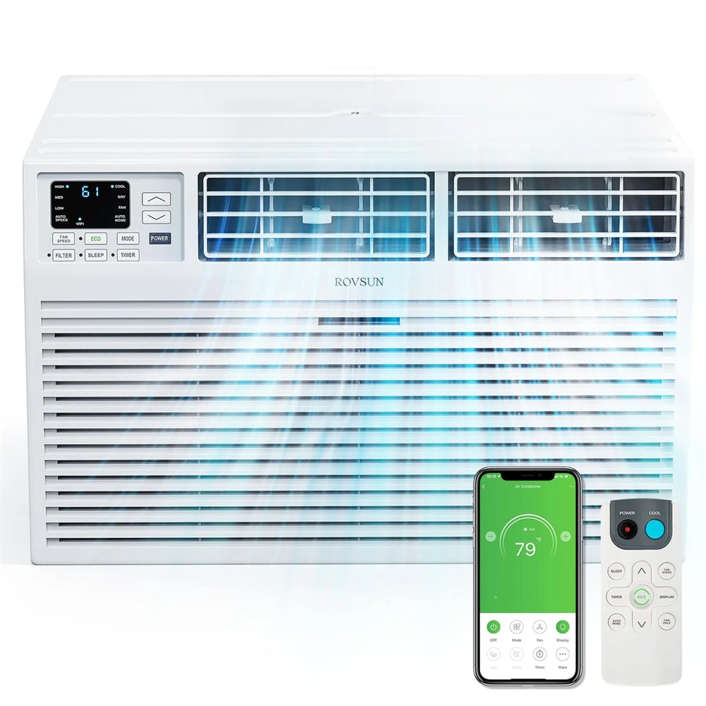 Rovsun LO1G46001009 12000-BTU 550-sq ft 115-Volt White Through-the-Wall Air Conditioner with Remote