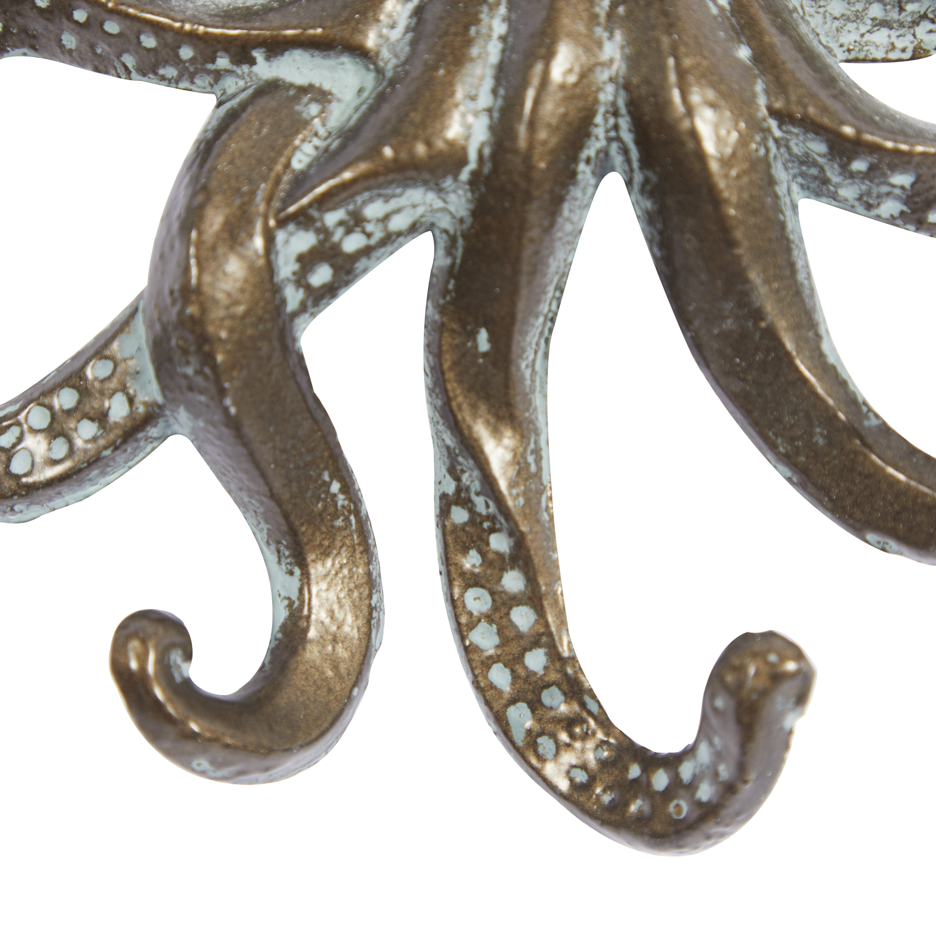 Bronze and White Nautical Octopus Wall Hooks, Set of 2