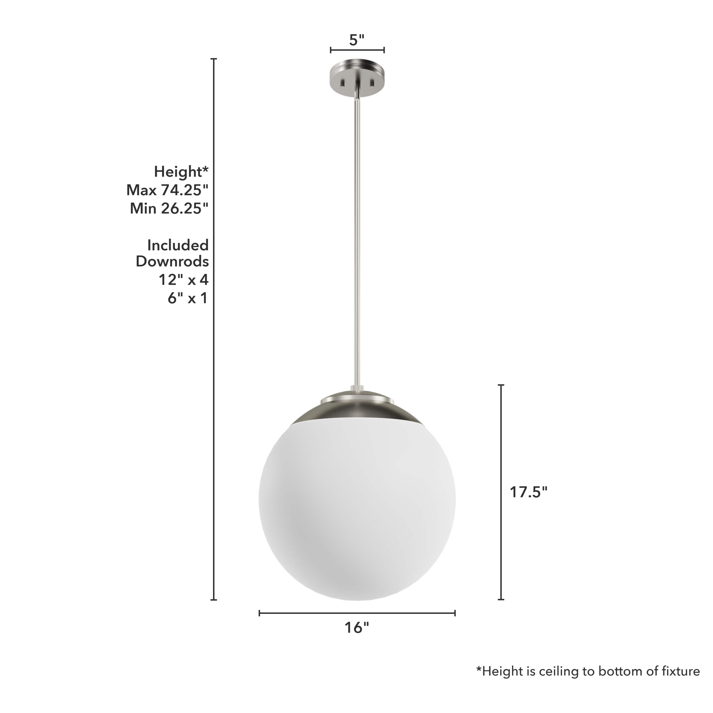 Hunter Hepburn 3-Light Brushed Nickel Mid-century White Glass Globe LED ...