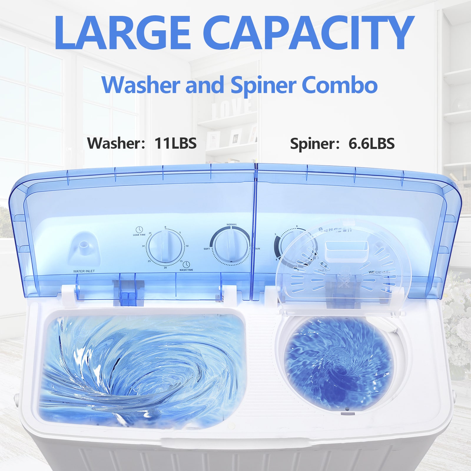 Portable Washing Machine 17.6Lbs Large Capacity Portable Mini